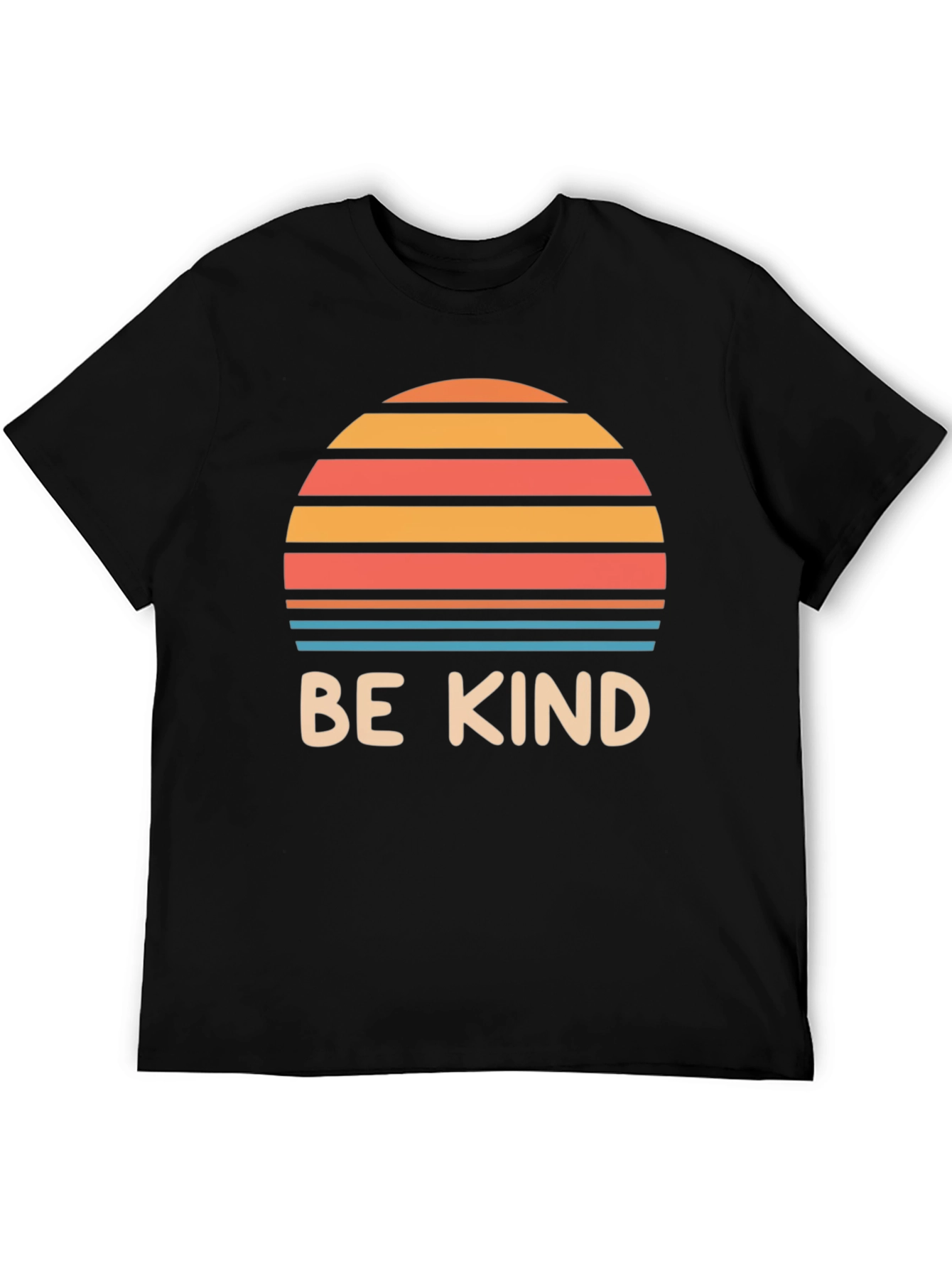 Black Be Kind Retro Sunset Graphic Tee - Black Cotton Blend view 5