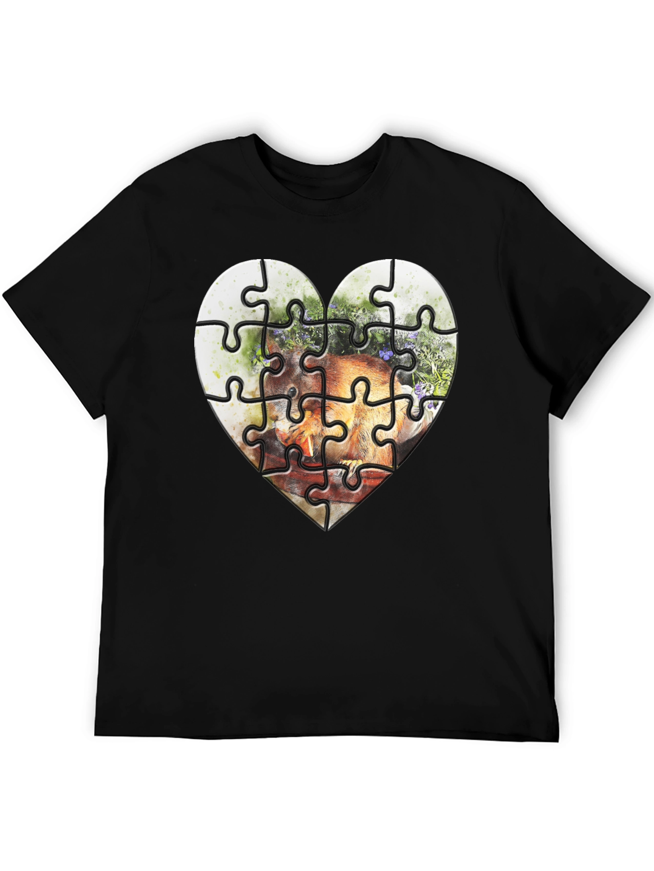 Black Heart Puzzle Graphic Tee - Unique Design view 5