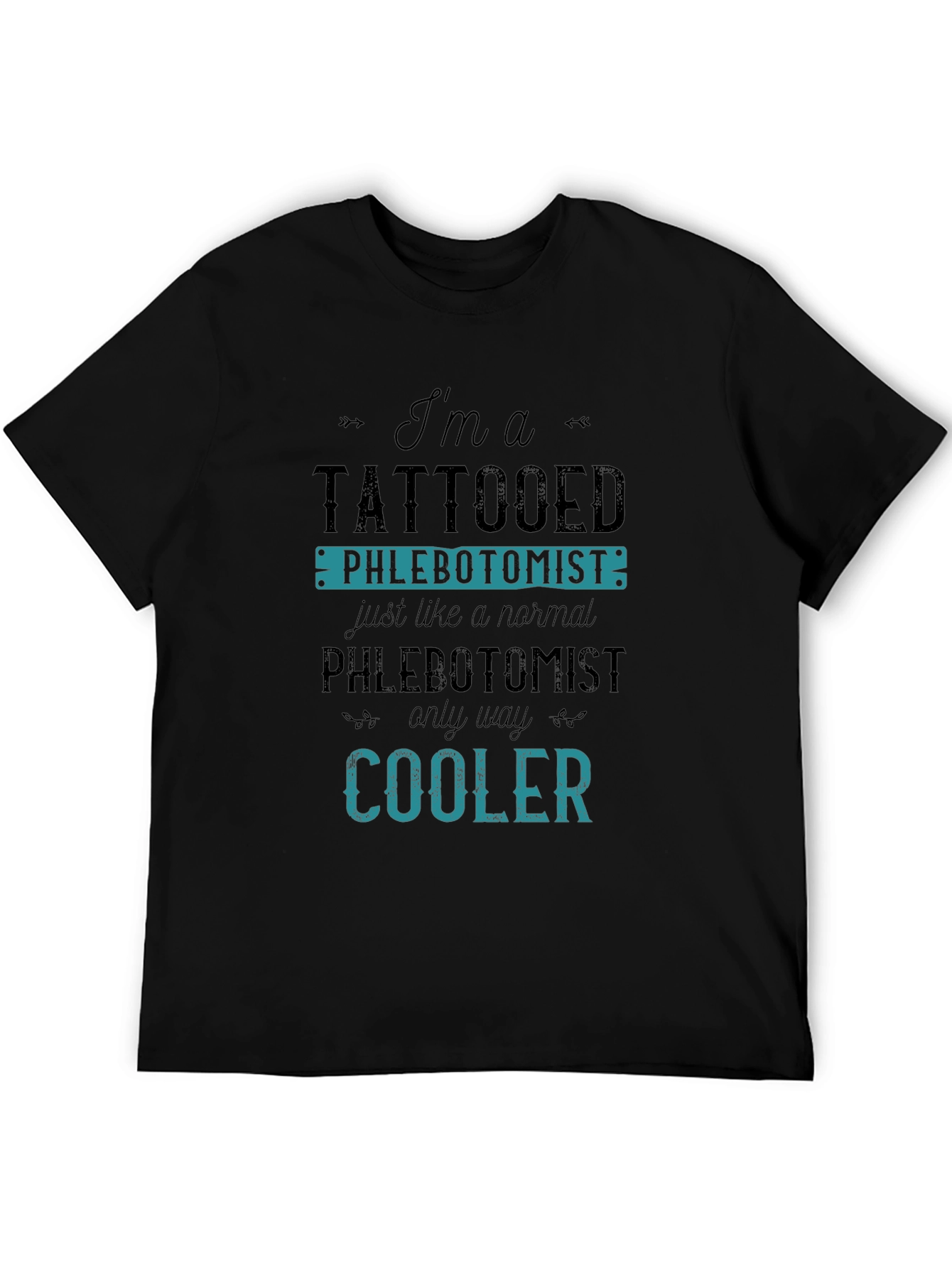 Black Tattooed Phlebotomist T-Shirt - Cool Medical Apparel view 5