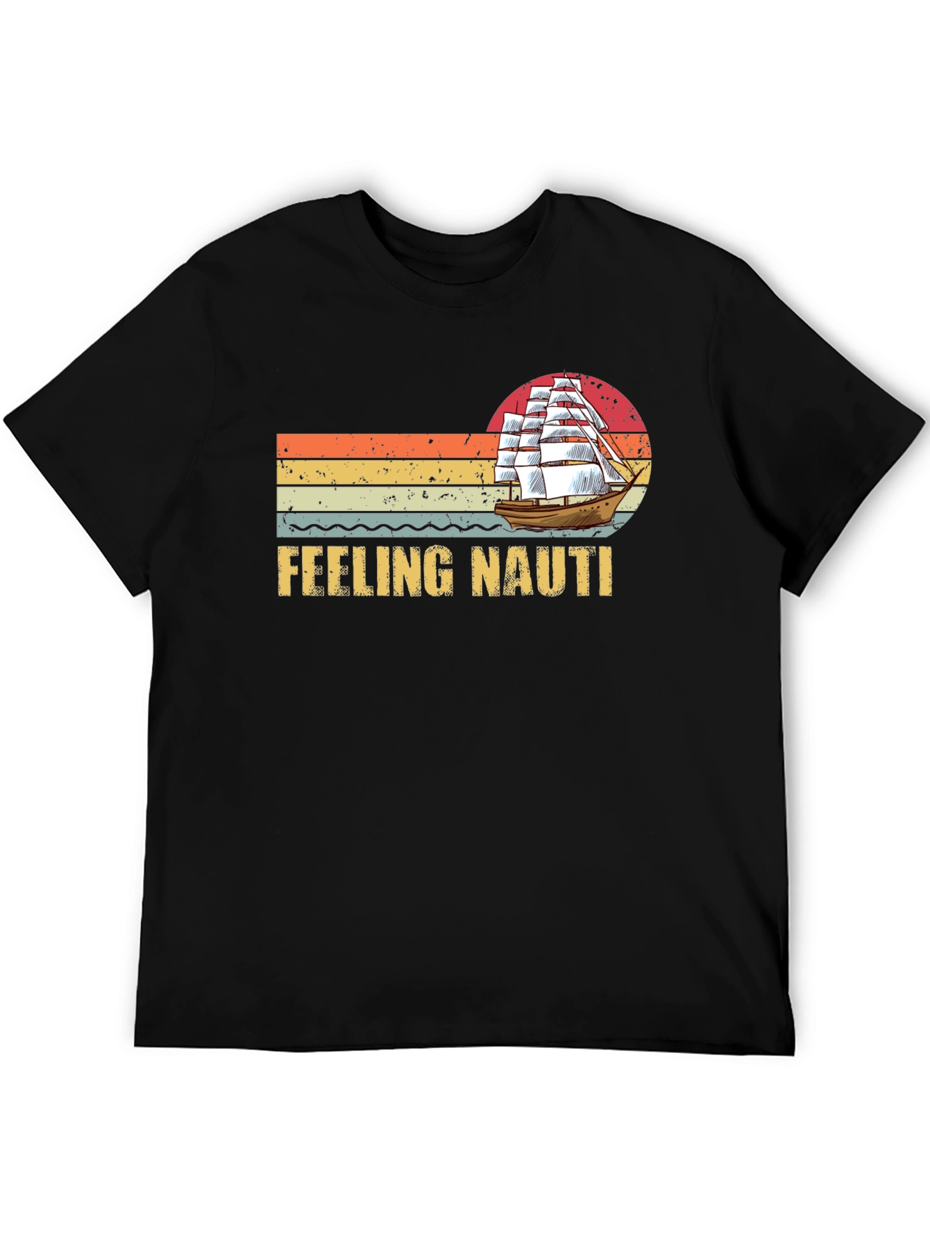 Black Feeling Nauti T-Shirt - Vintage Sailboat Design view 5