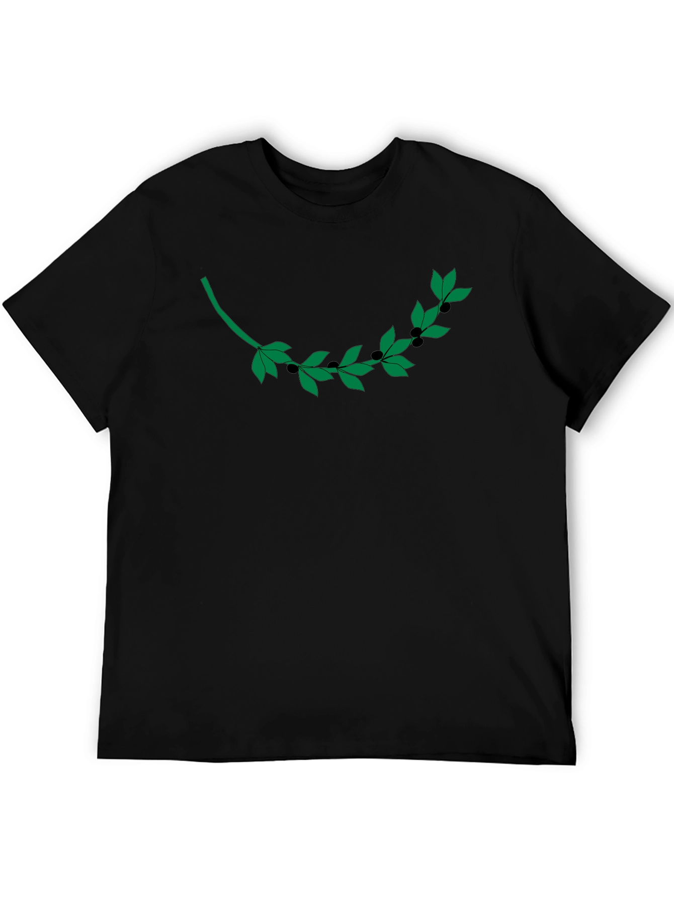 Black Olive Branch Graphic T-Shirt - Modern Casual Style view 5