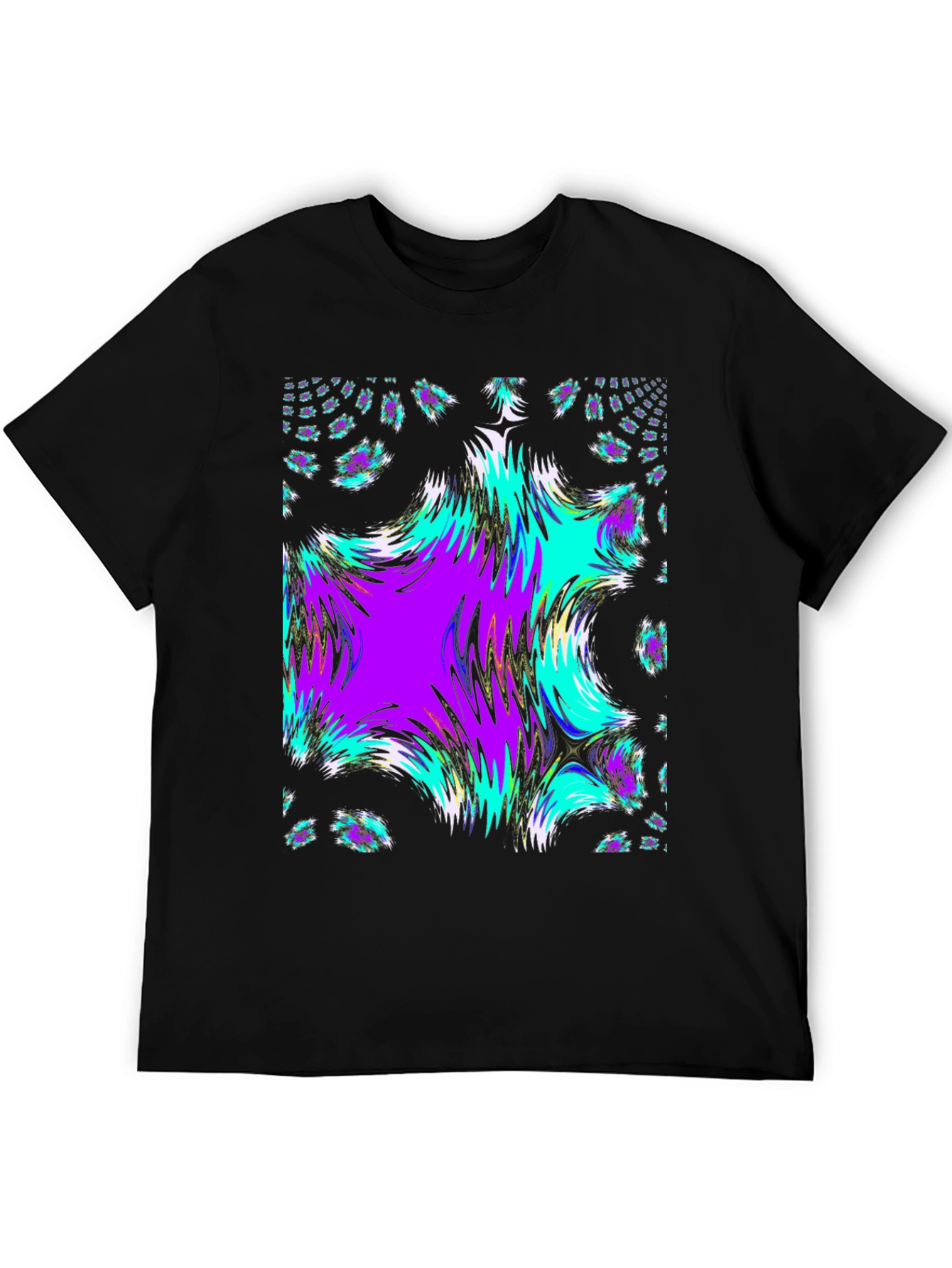 Black Abstract Fractal Black T-Shirt view 5