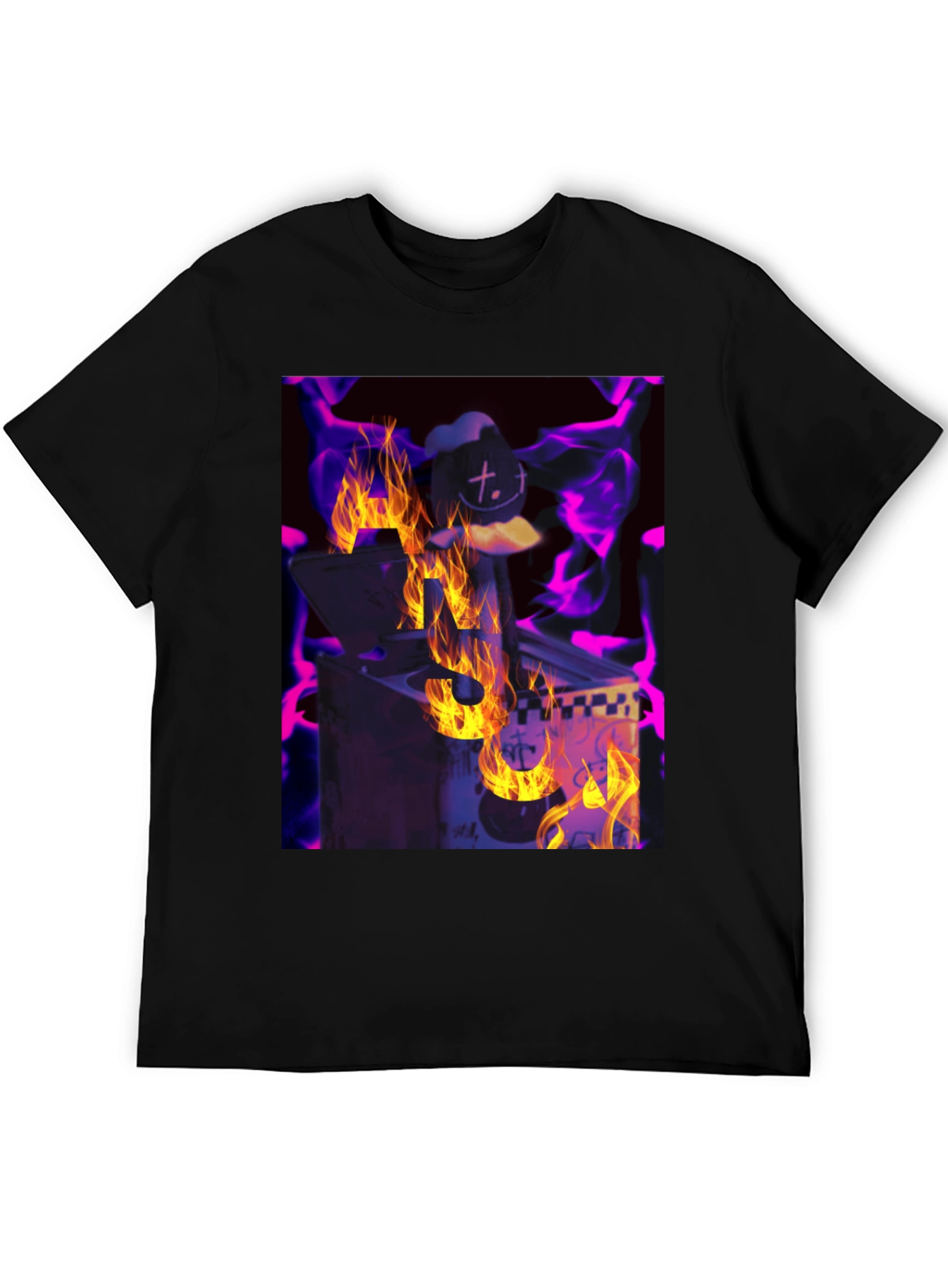 Black Fiery DJ Graphic Tee - Burning Beats T-Shirt view 5