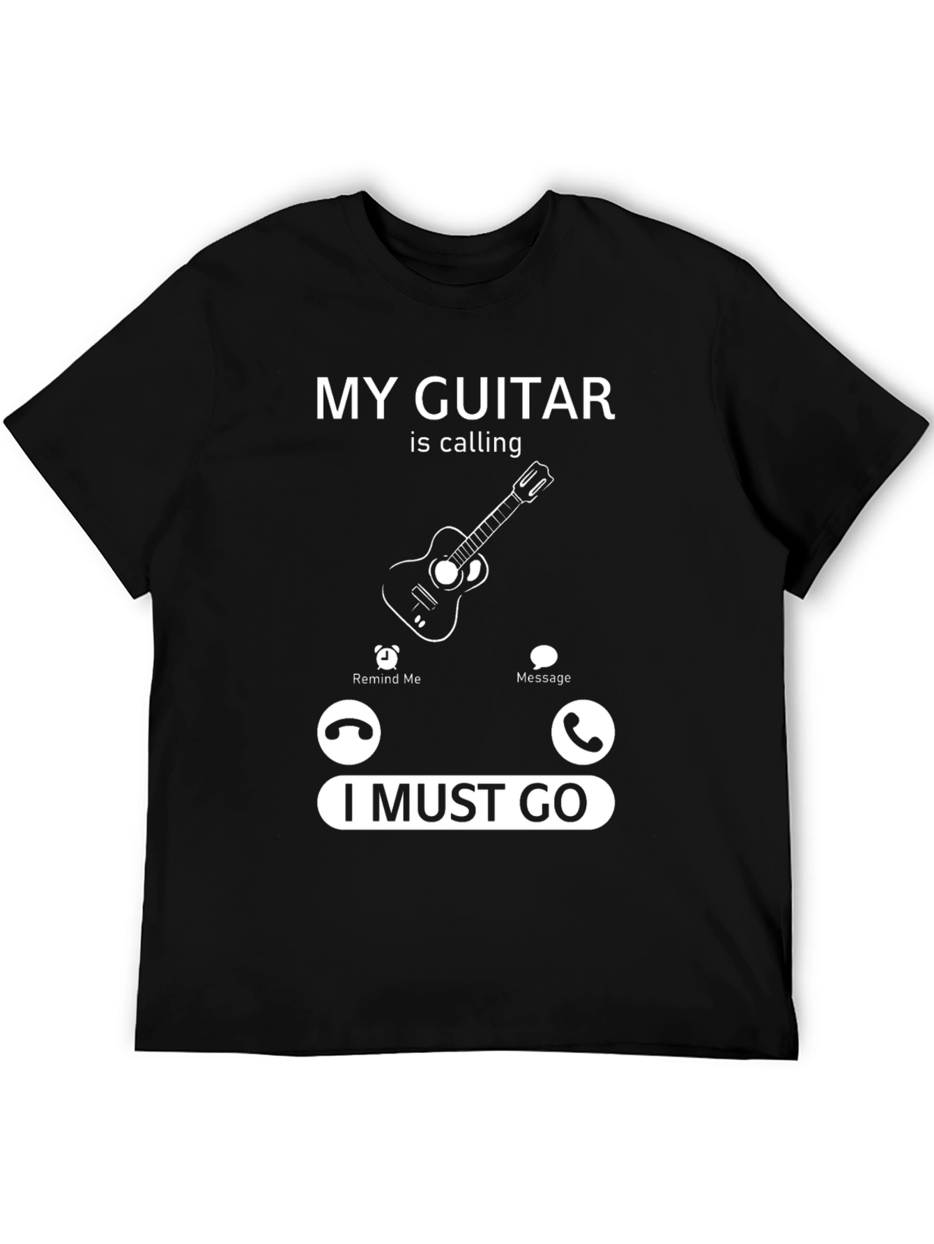 Black My Guitar Is Calling Funny Music Lover T-Shirt view 5