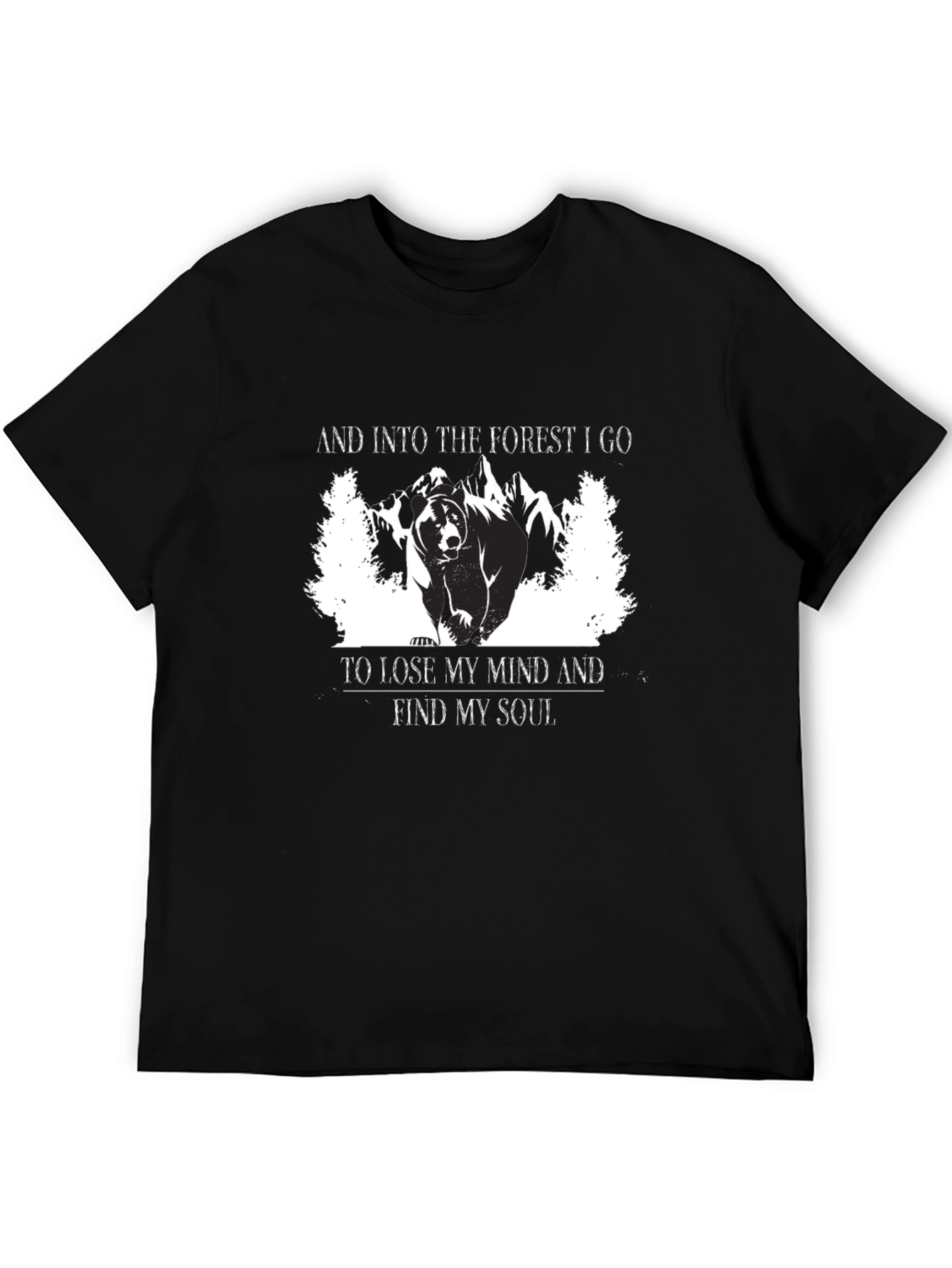 Black Into the Forest T-Shirt - Bear Graphic Tee view 5