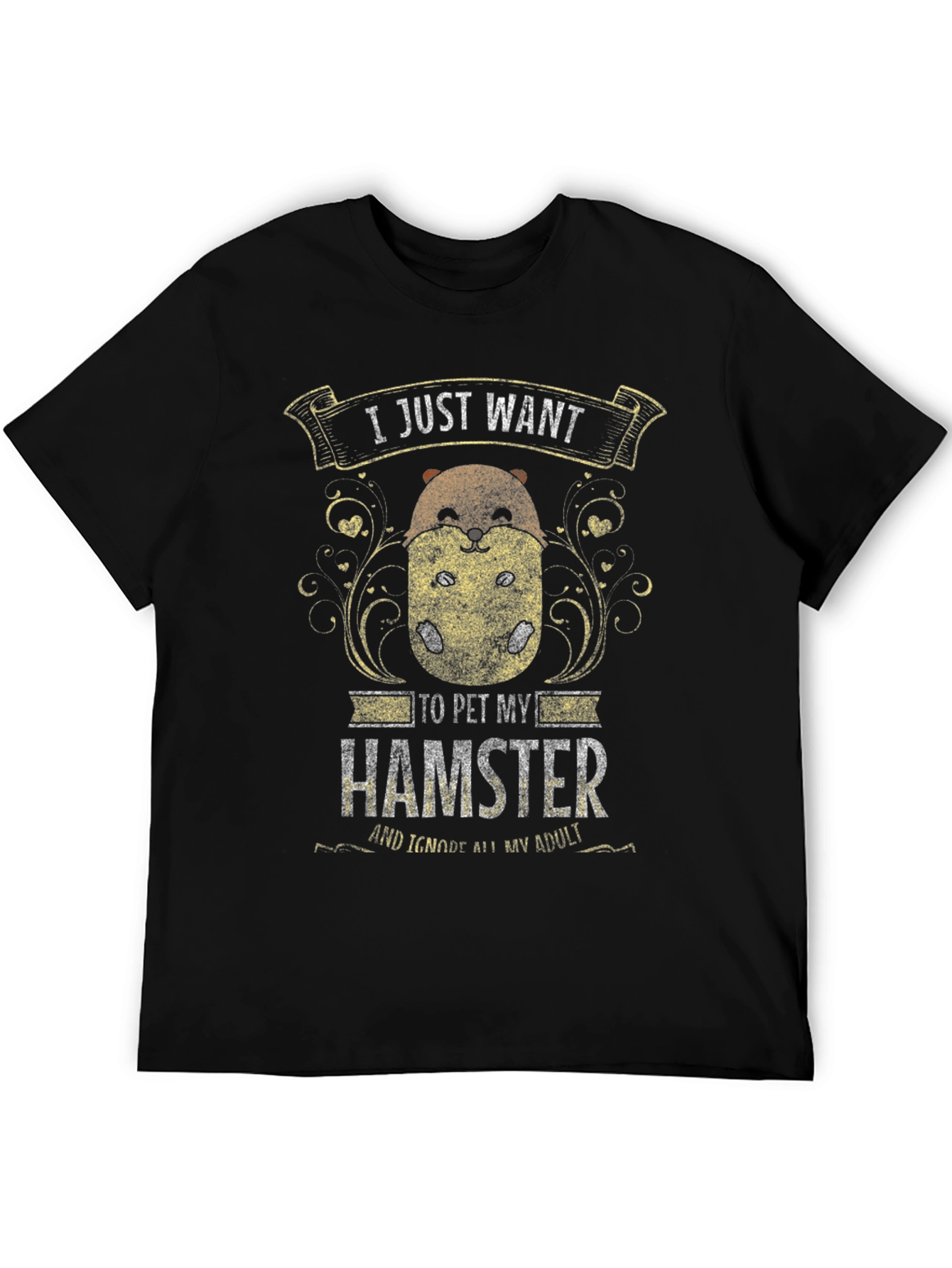 Black Hamster Lover Graphic Tee - "I Just Want to Pet My Hamster" view 5