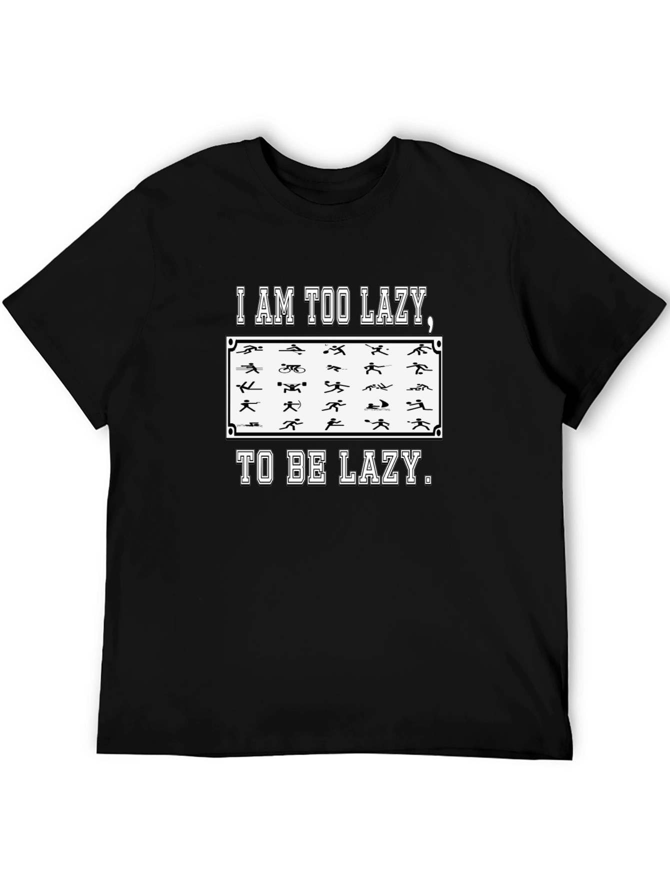Black Too Lazy Triathlon Funny Men's T-Shirt view 5