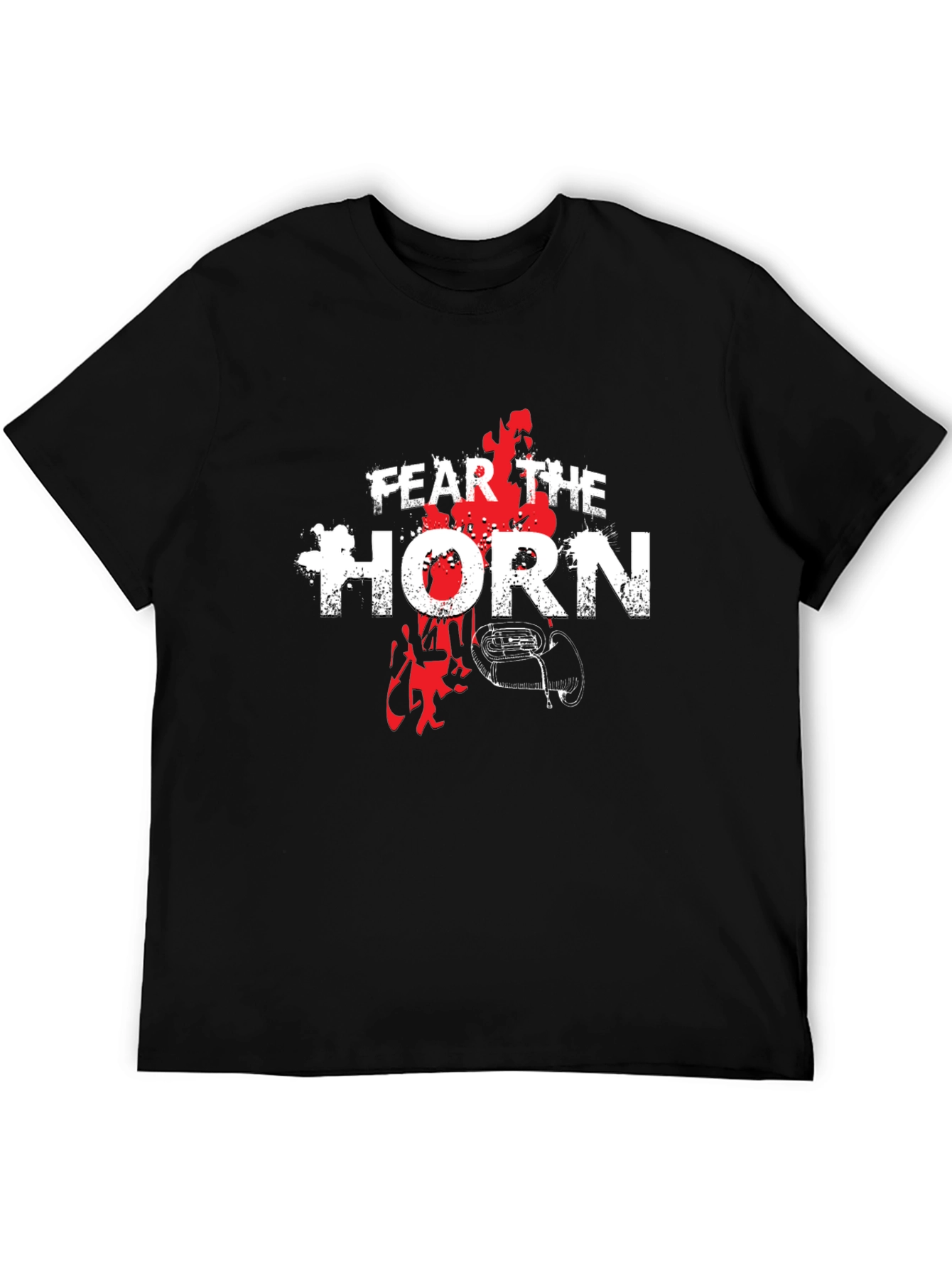 Black Fear the Horn Graphic Tee - Black Cotton T-Shirt view 5