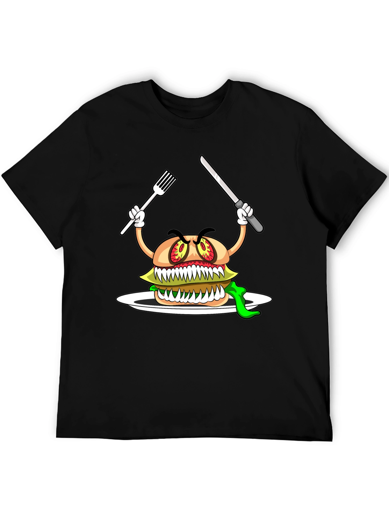 Black Monster Burger Graphic T-Shirt - Black view 5