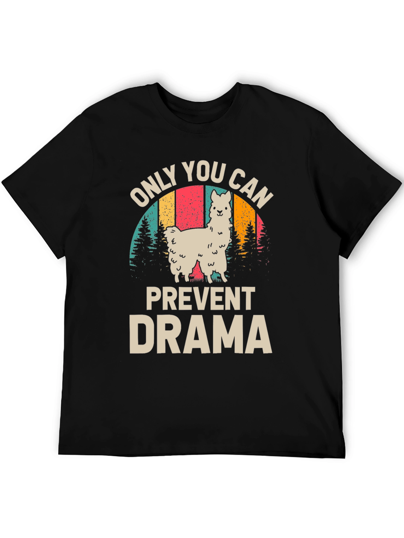 Black Only You Can Prevent Drama Llama Graphic Tee view 5
