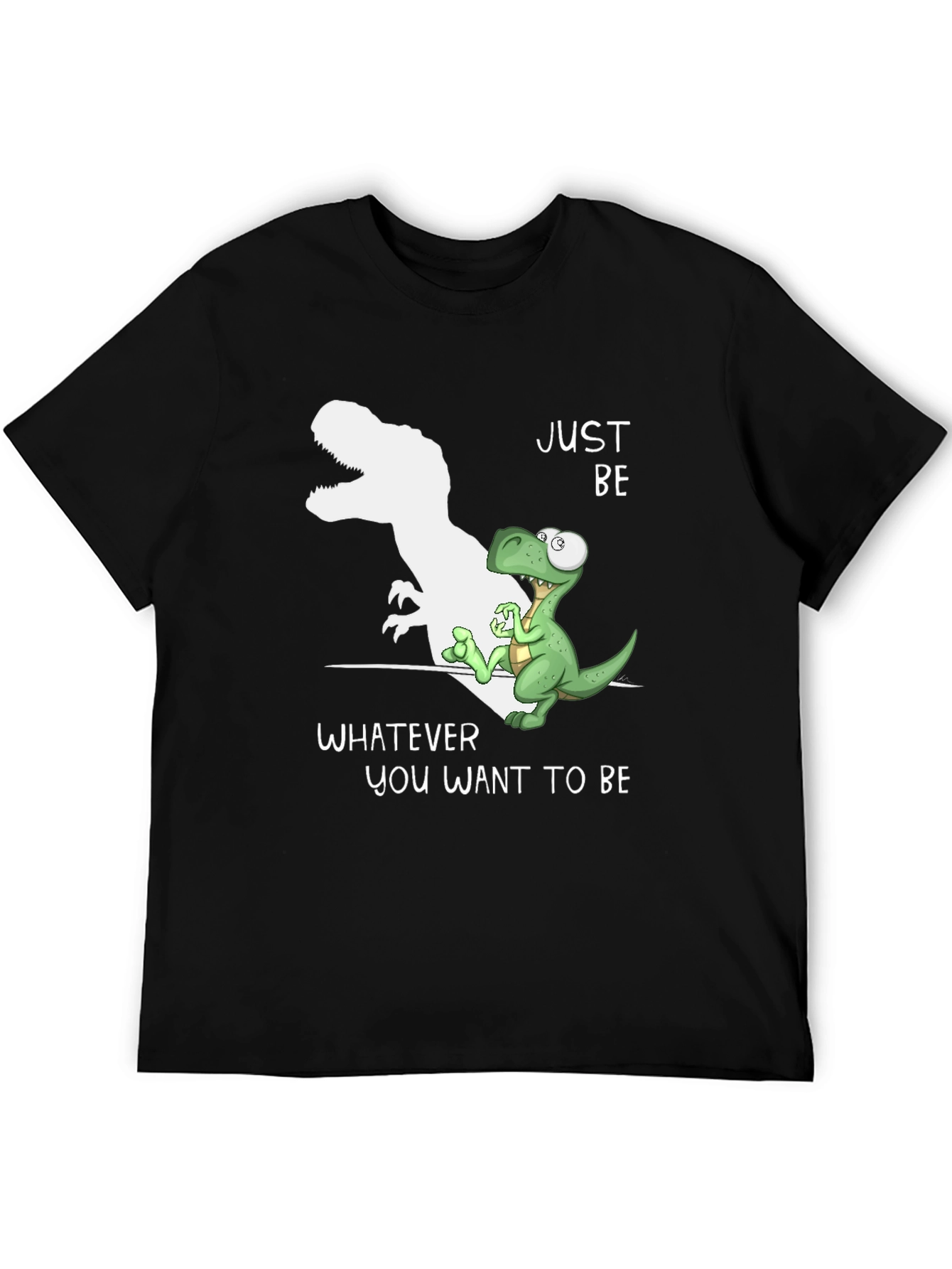 Black Just Be Dinosaur T-Shirt - Inspirational Graphic Tee view 5