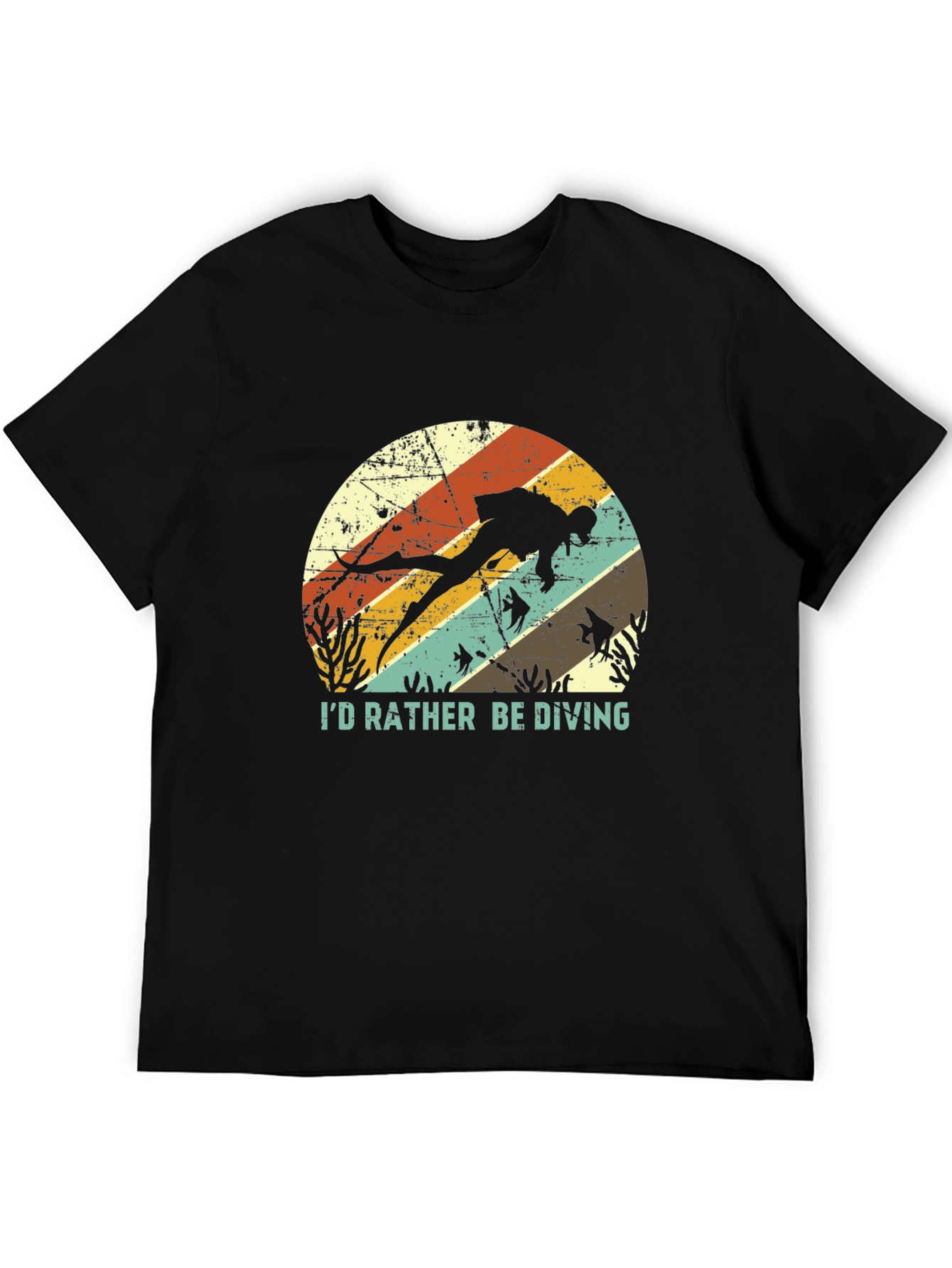 Black I'd Rather Be Diving T-Shirt - Scuba Diver Tee view 5