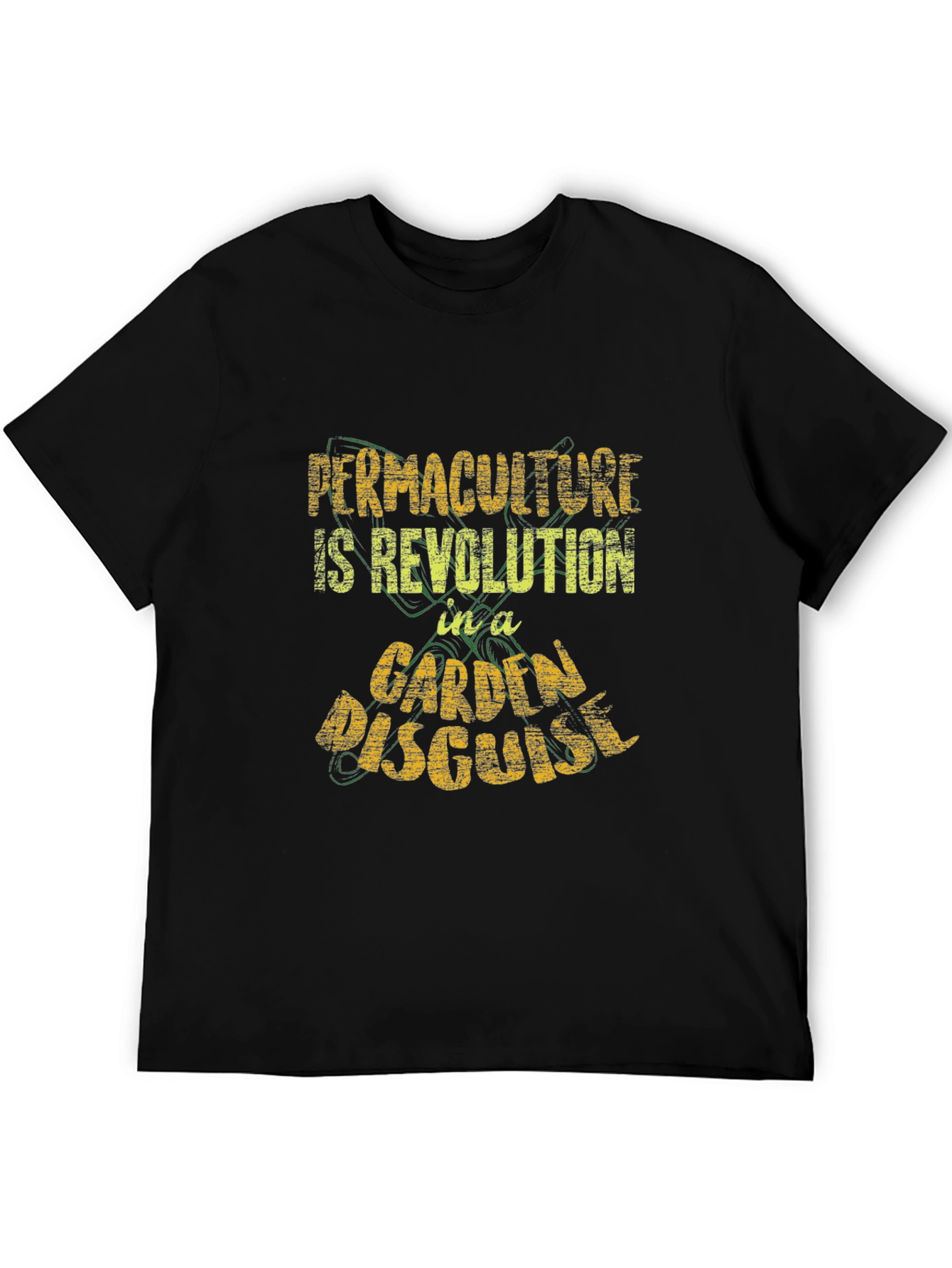 Black Permaculture T-Shirt - Revolution In A Garden Disguise view 5