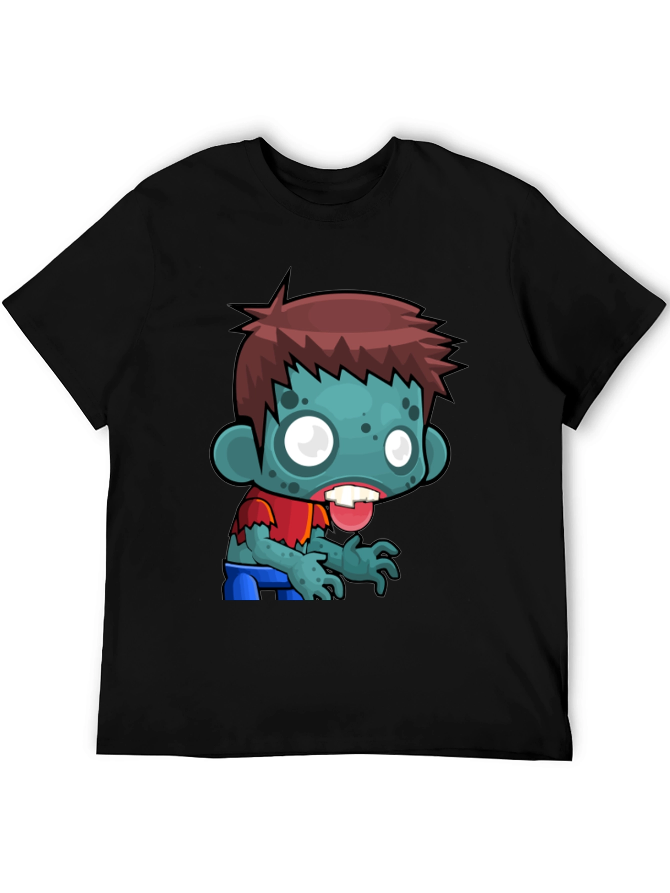 Black Cartoon Zombie Graphic T-Shirt - Mens Black Tee view 5