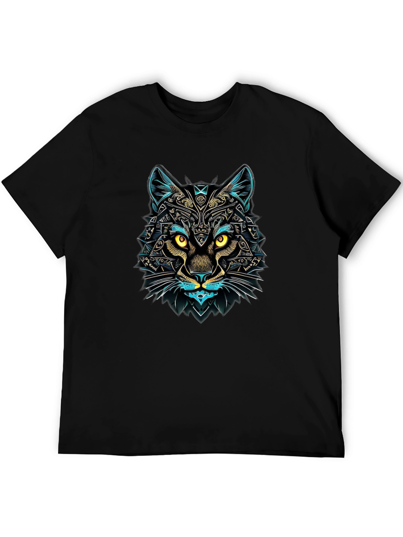 Black Abstract Cat Graphic Tee - Unique Design, Soft Cotton view 5