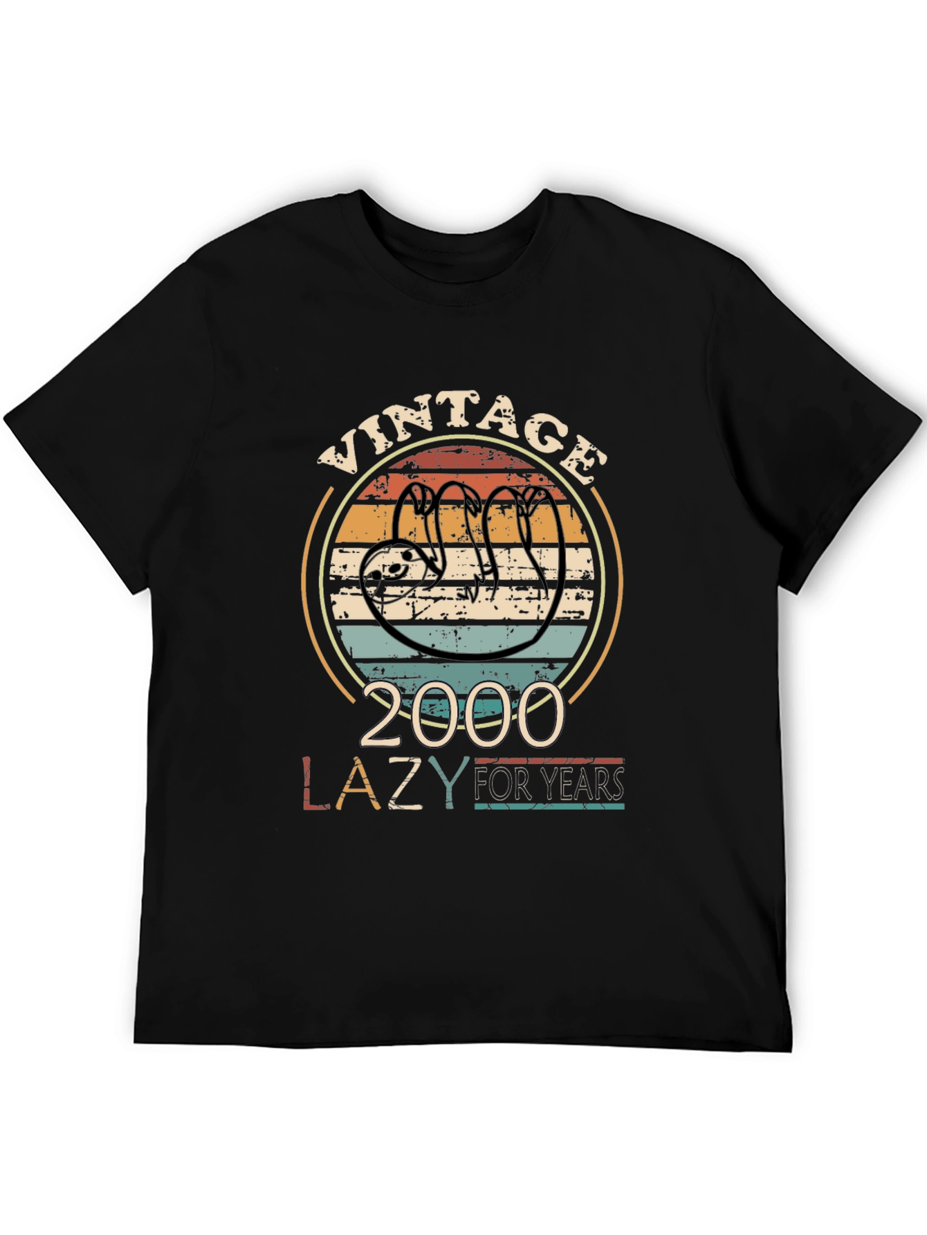 Black Vintage 2000 Lazy For Years Sloth T-Shirt view 5