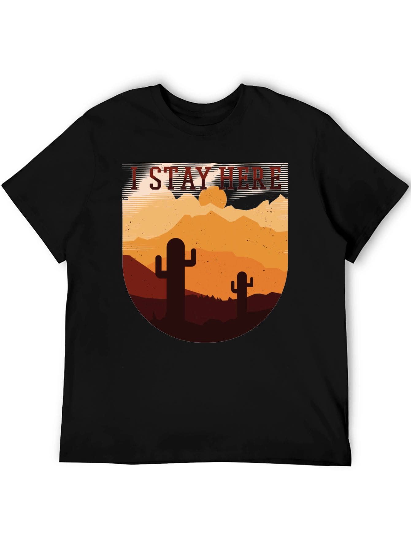 Black I Stay Here Graphic Tee - Desert Cactus Design view 5