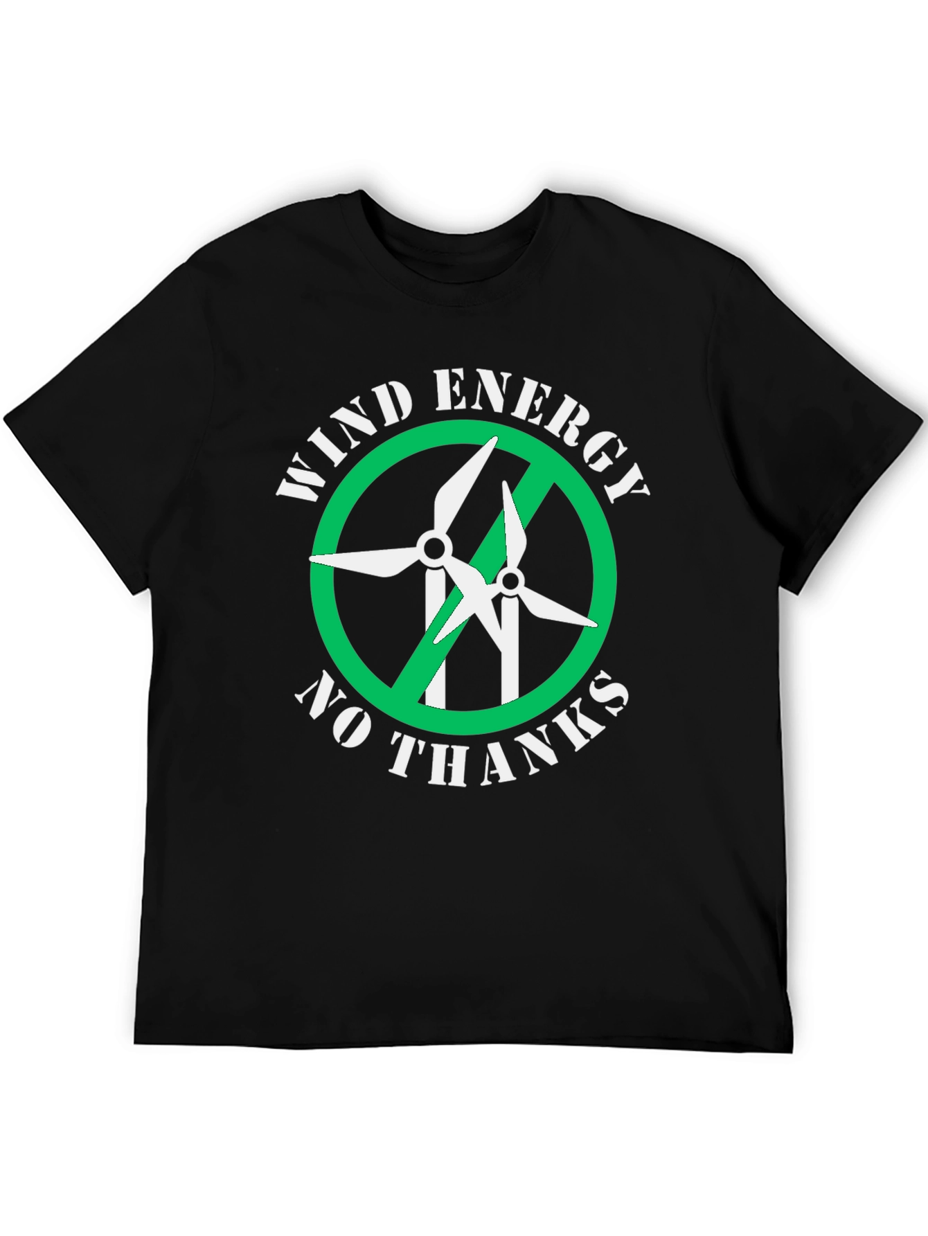 Black Wind Energy No Thanks Graphic T-Shirt view 5