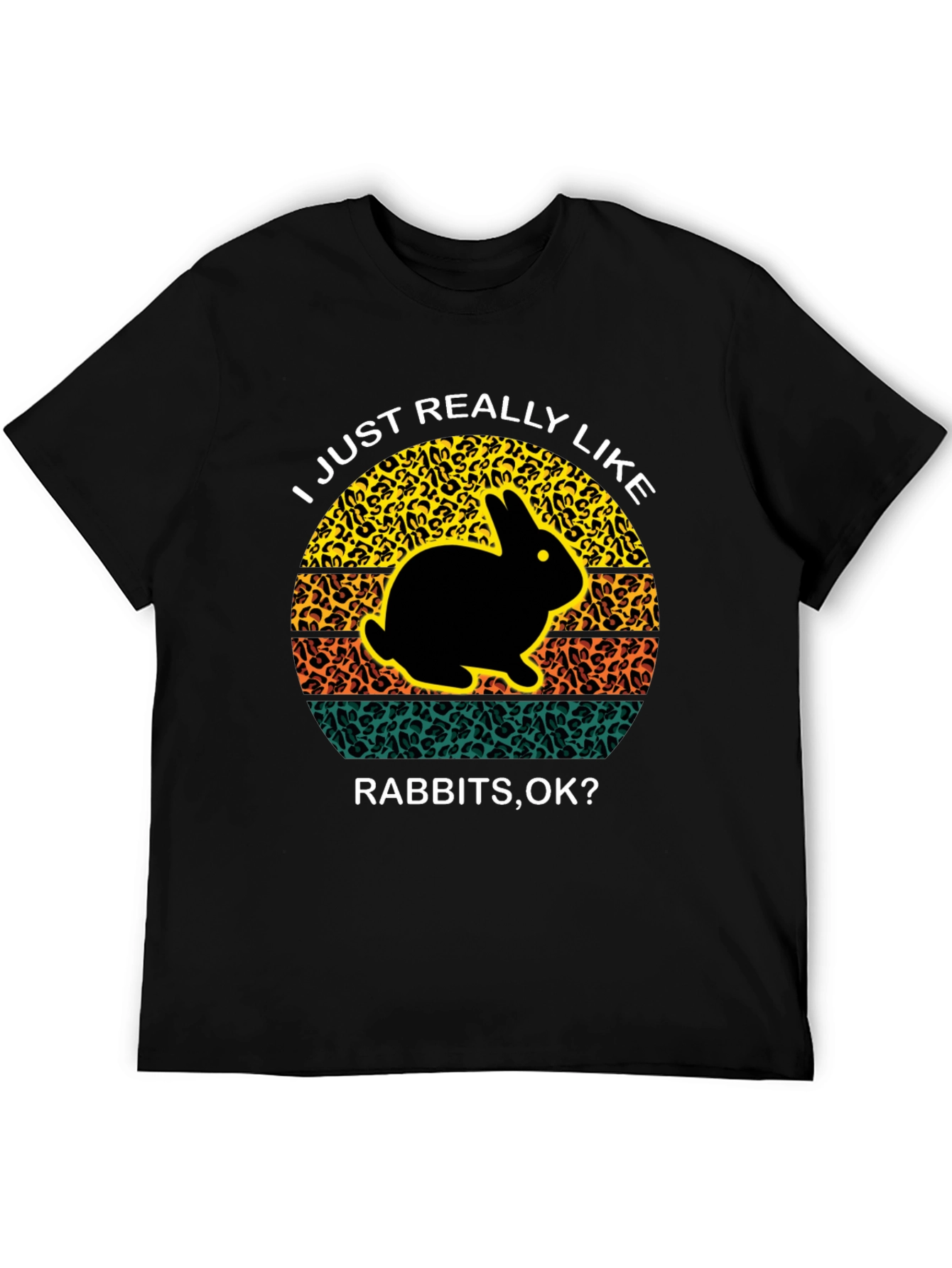 Black I Just Really Like Rabbits OK Black T-Shirt view 5