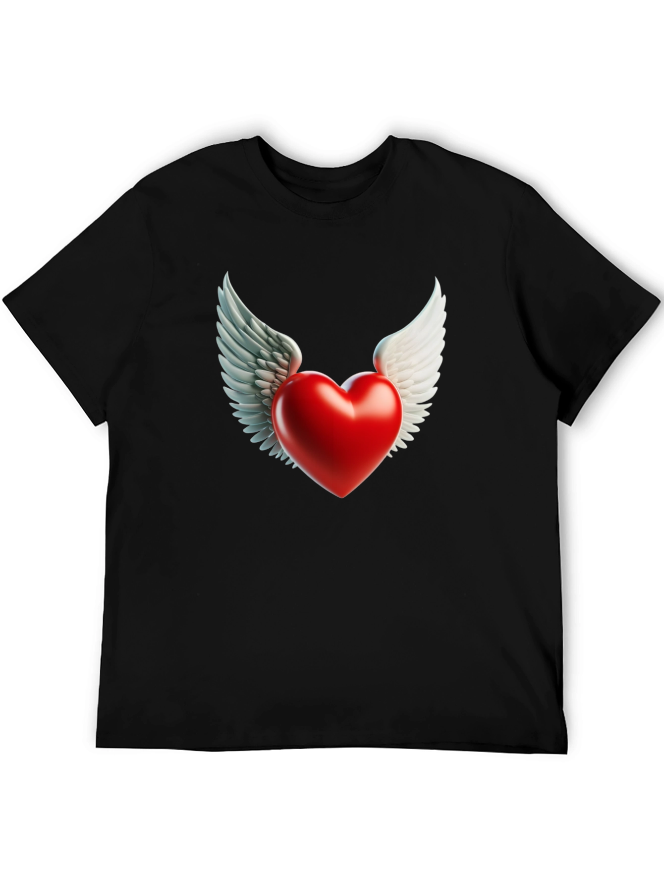 Black Winged Heart Graphic Tee - Black Cotton Blend view 5