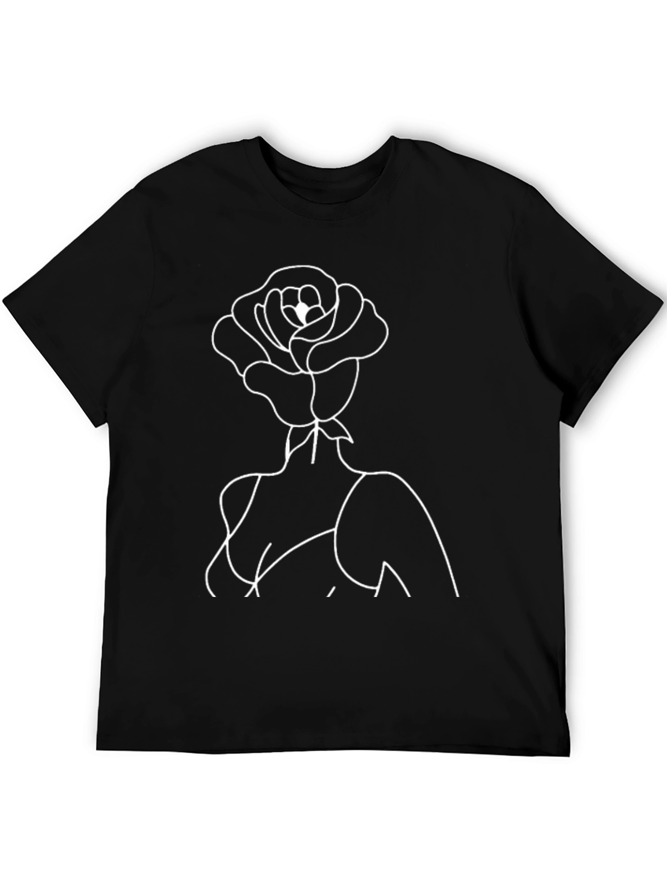 Black Rose Head T-Shirt - Minimalist Line Art Graphic Tee view 5