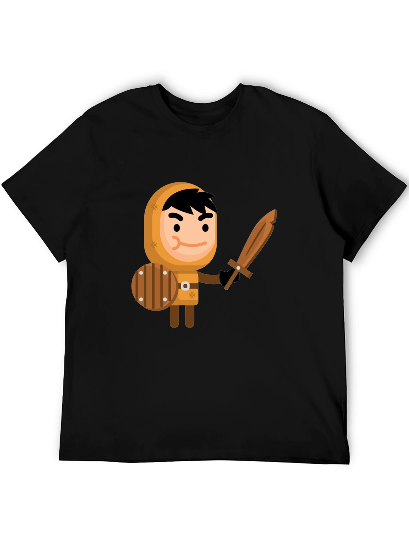 Black Cartoon Knight Graphic Tee - Fun, Unique Design view 5
