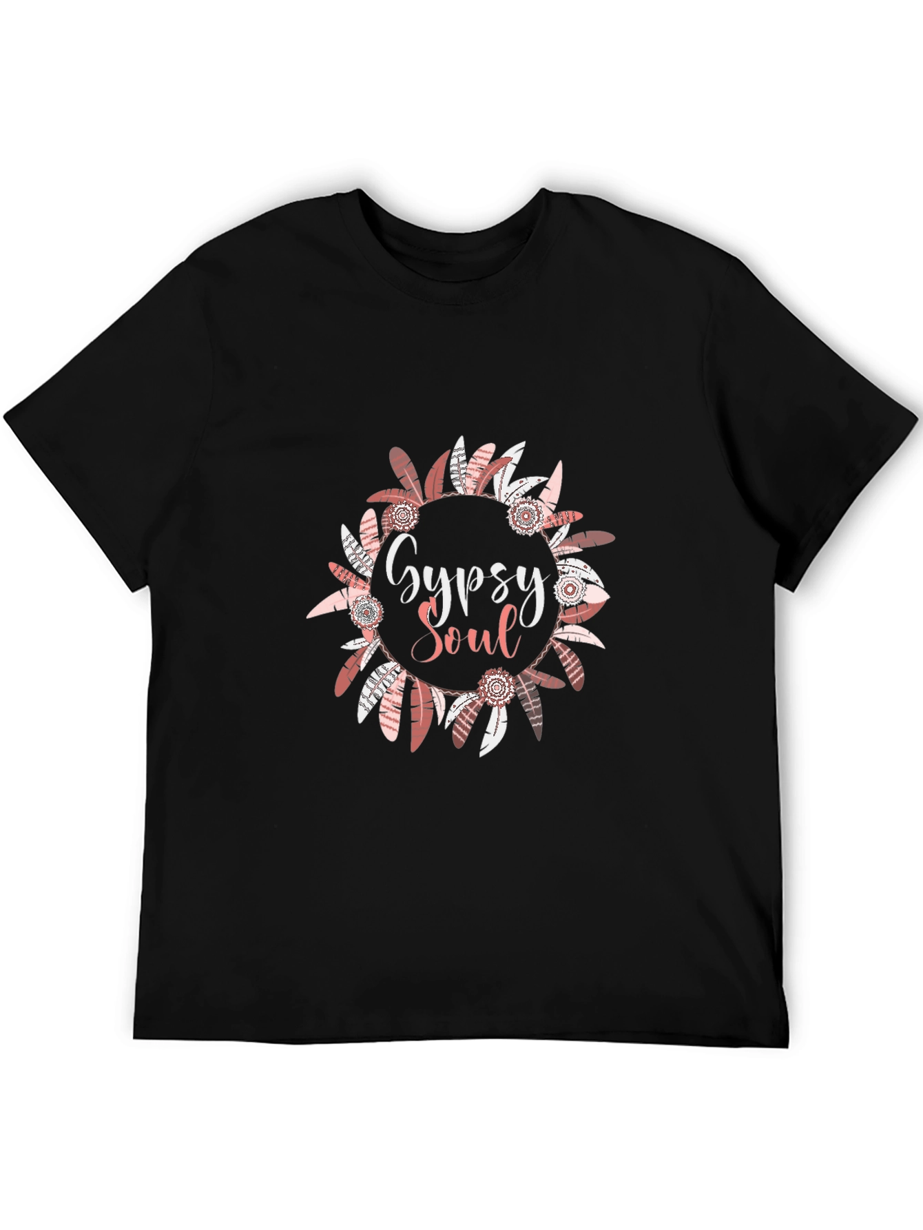 Black Gypsy Soul Feather Wreath Graphic Tee view 5