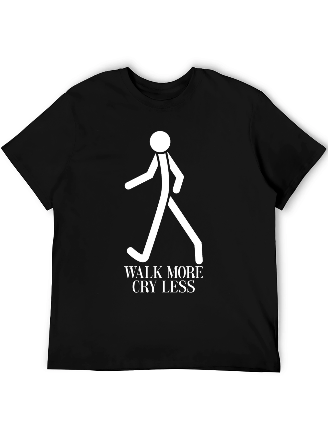Black Walk More Cry Less Graphic Tee - Black Cotton Casual T-Shirt view 5