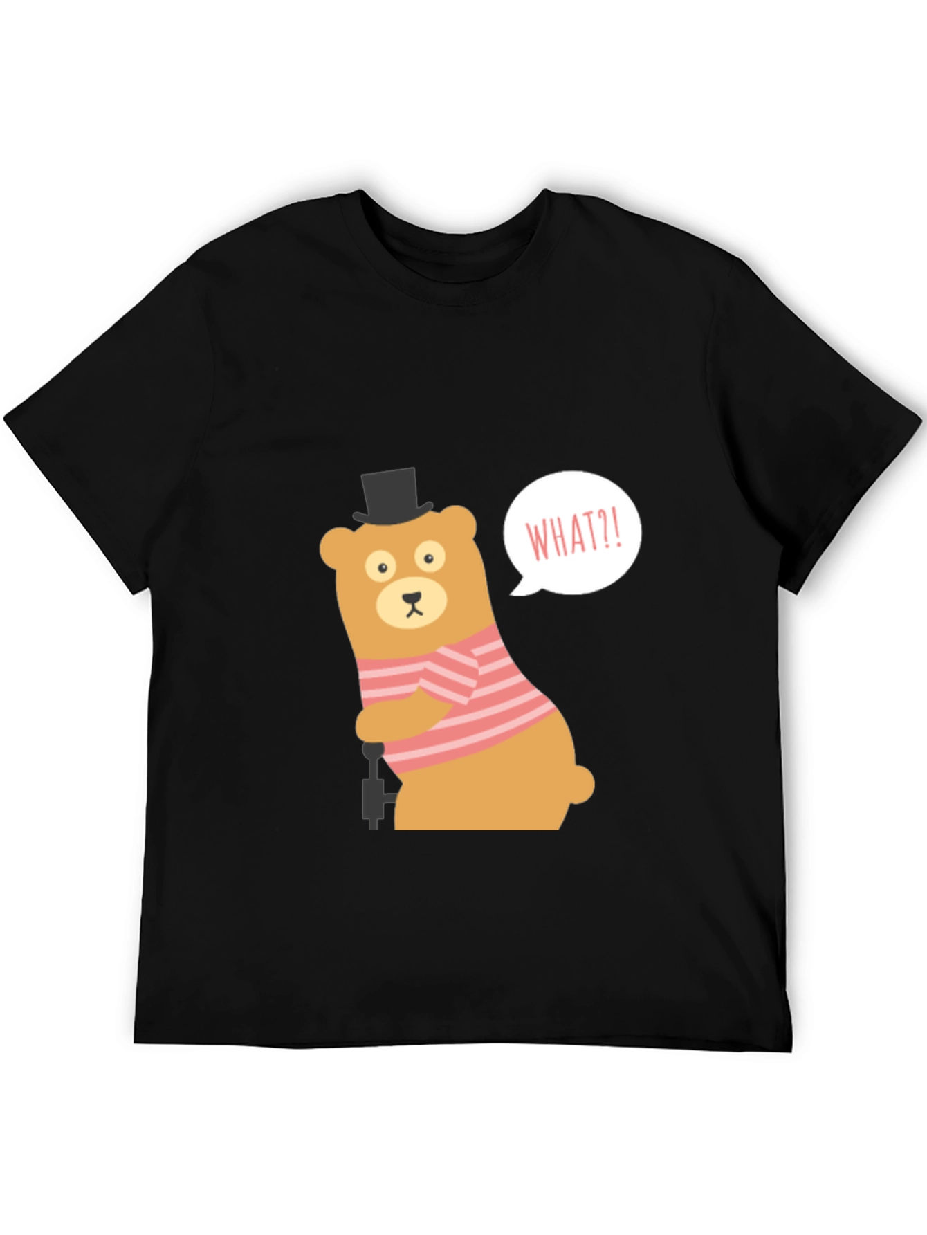 Black Funny Bear What?! Graphic Tee - Black view 5