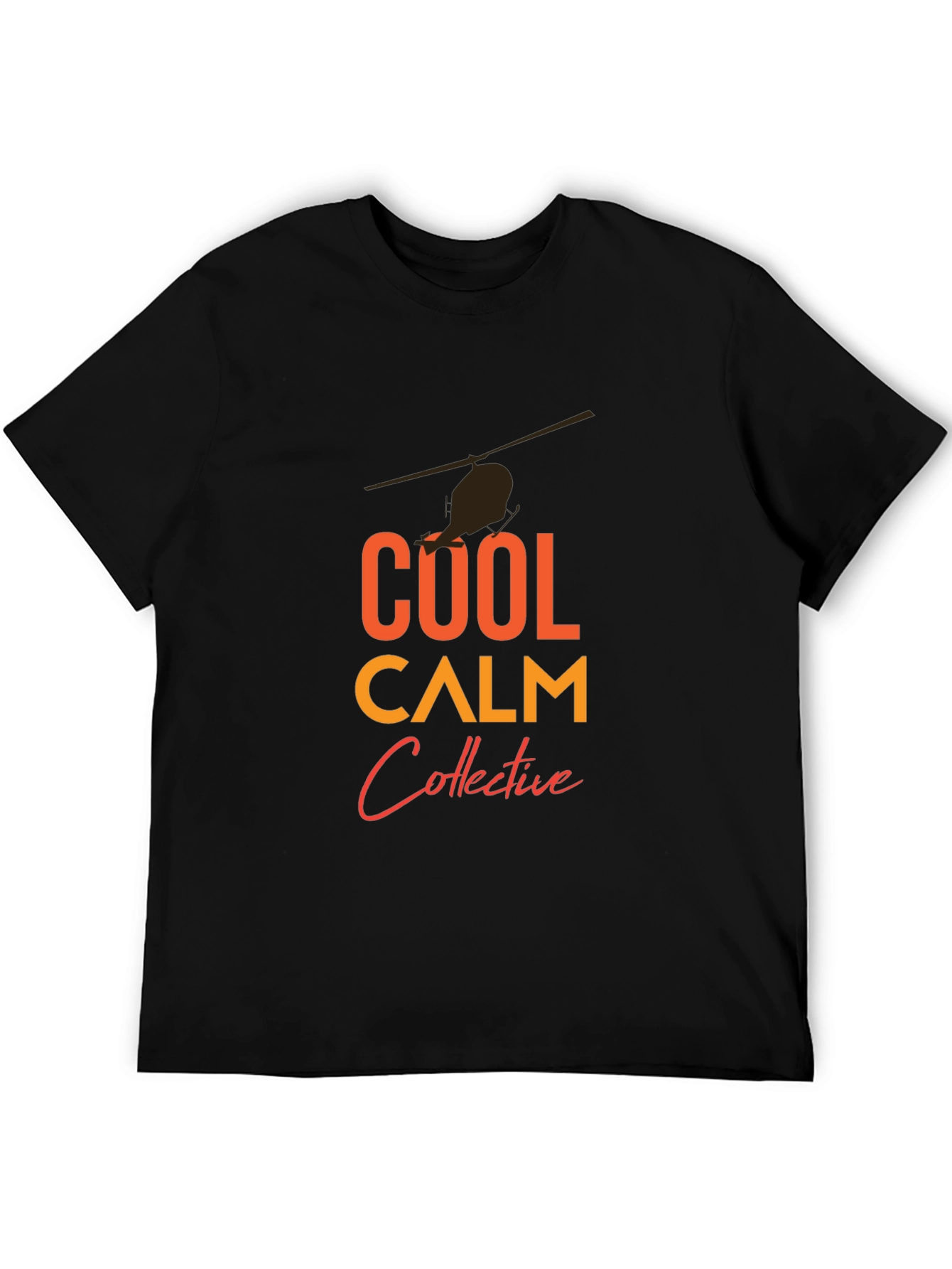Black Cool Calm Collective T-Shirt - Helicopter Graphic view 5