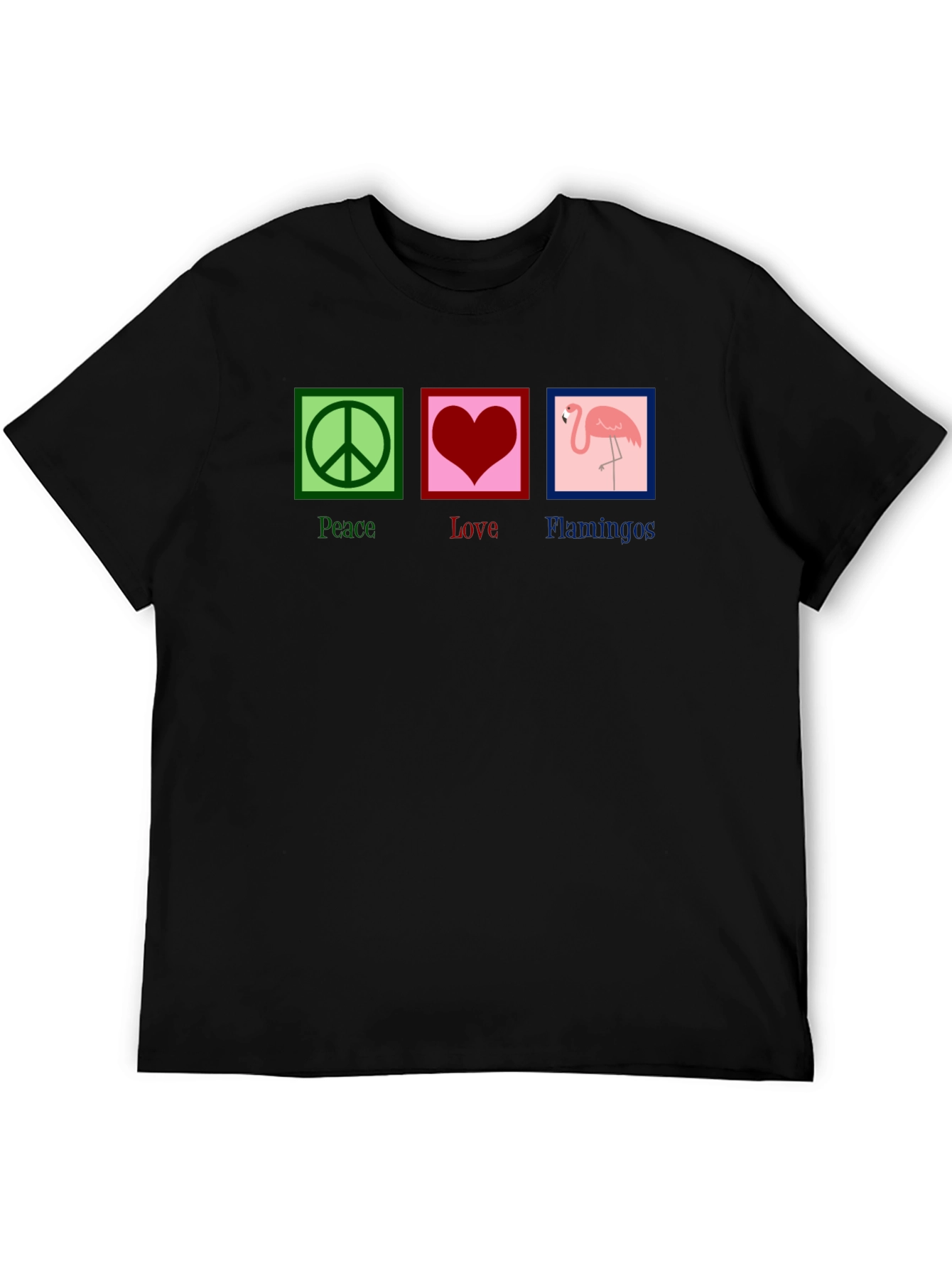 Black Peace Love Flamingos Graphic Tee view 5