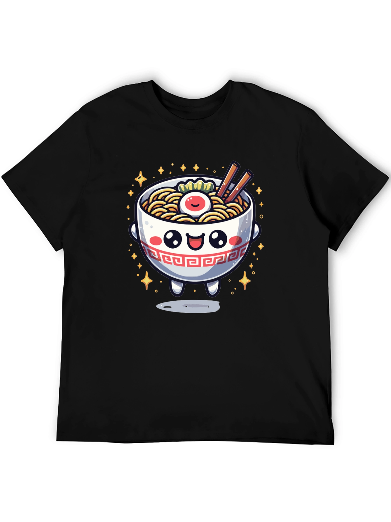 Black Kawaii Ramen Bowl T-Shirt view 5