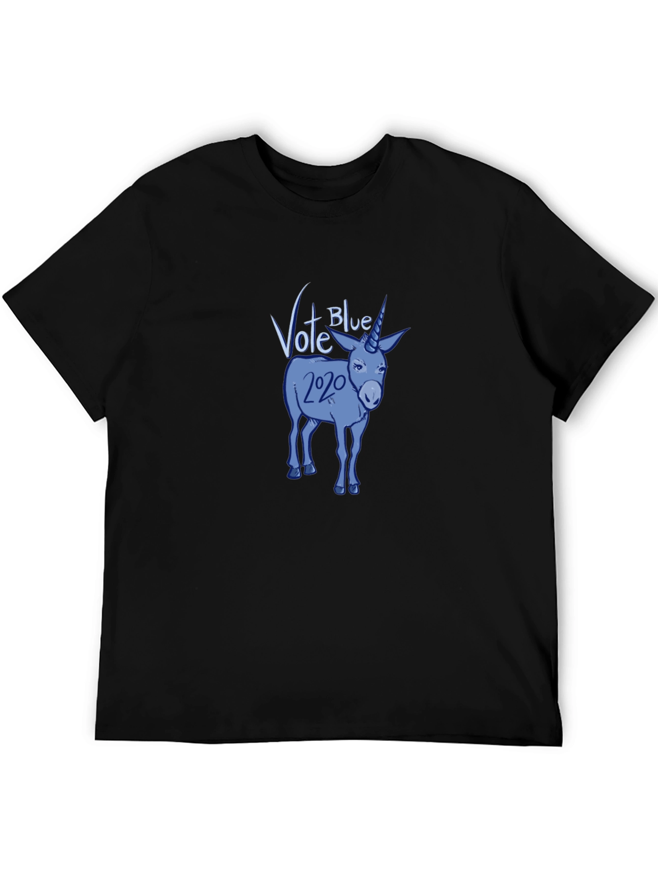 Black Vote Blue 2020 Democrat Donkey Unicorn Graphic T-Shirt view 5