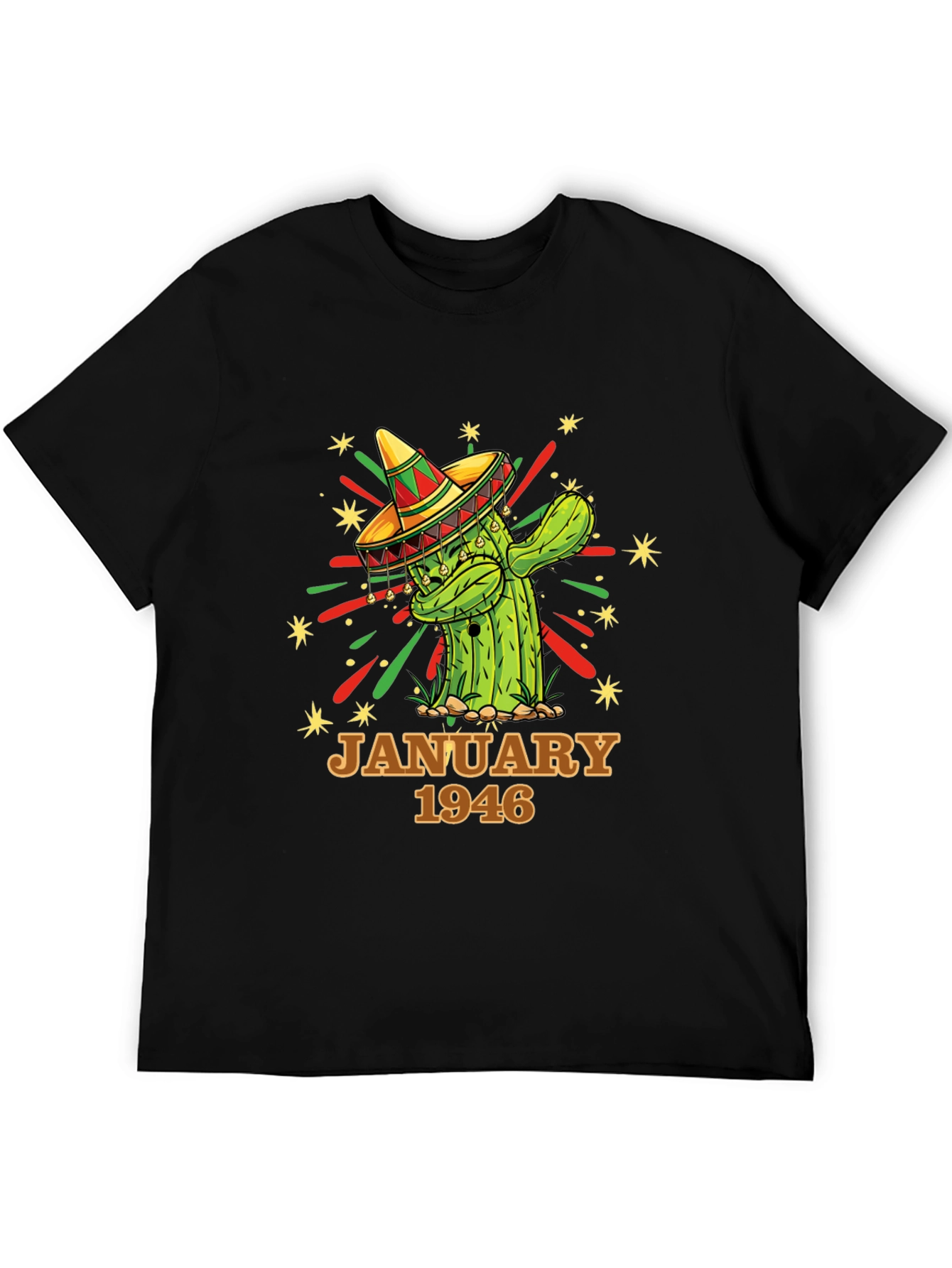 Black Cactus January 1946 Birthday T-Shirt view 5