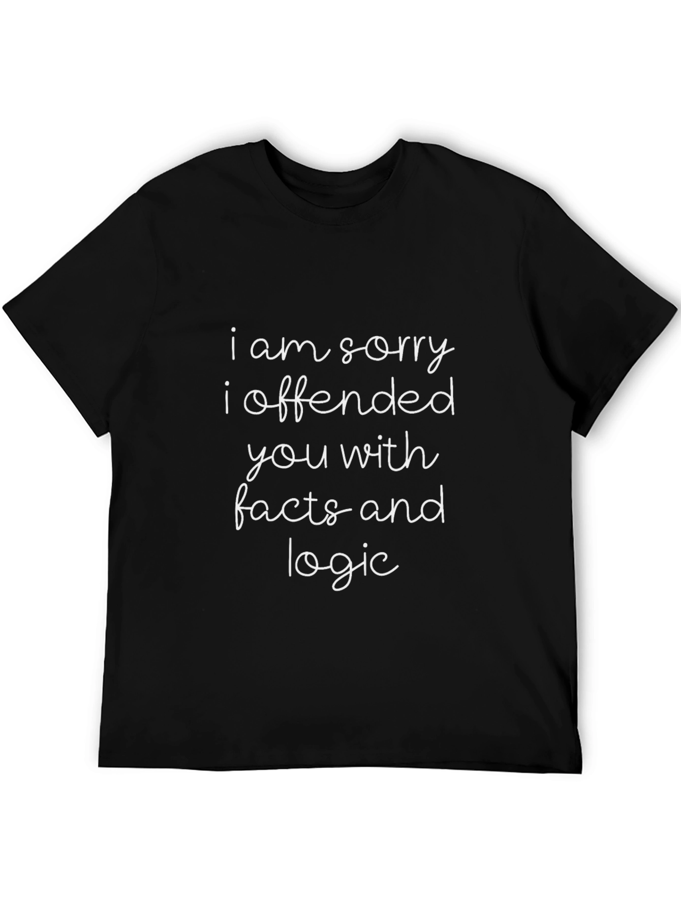 Black Funny "Facts and Logic" Black T-Shirt view 5