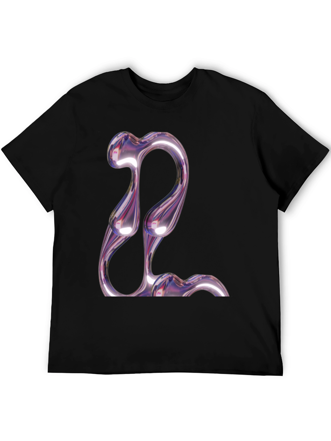 Black Abstract Chrome Graphic Tee - Modern Style view 5
