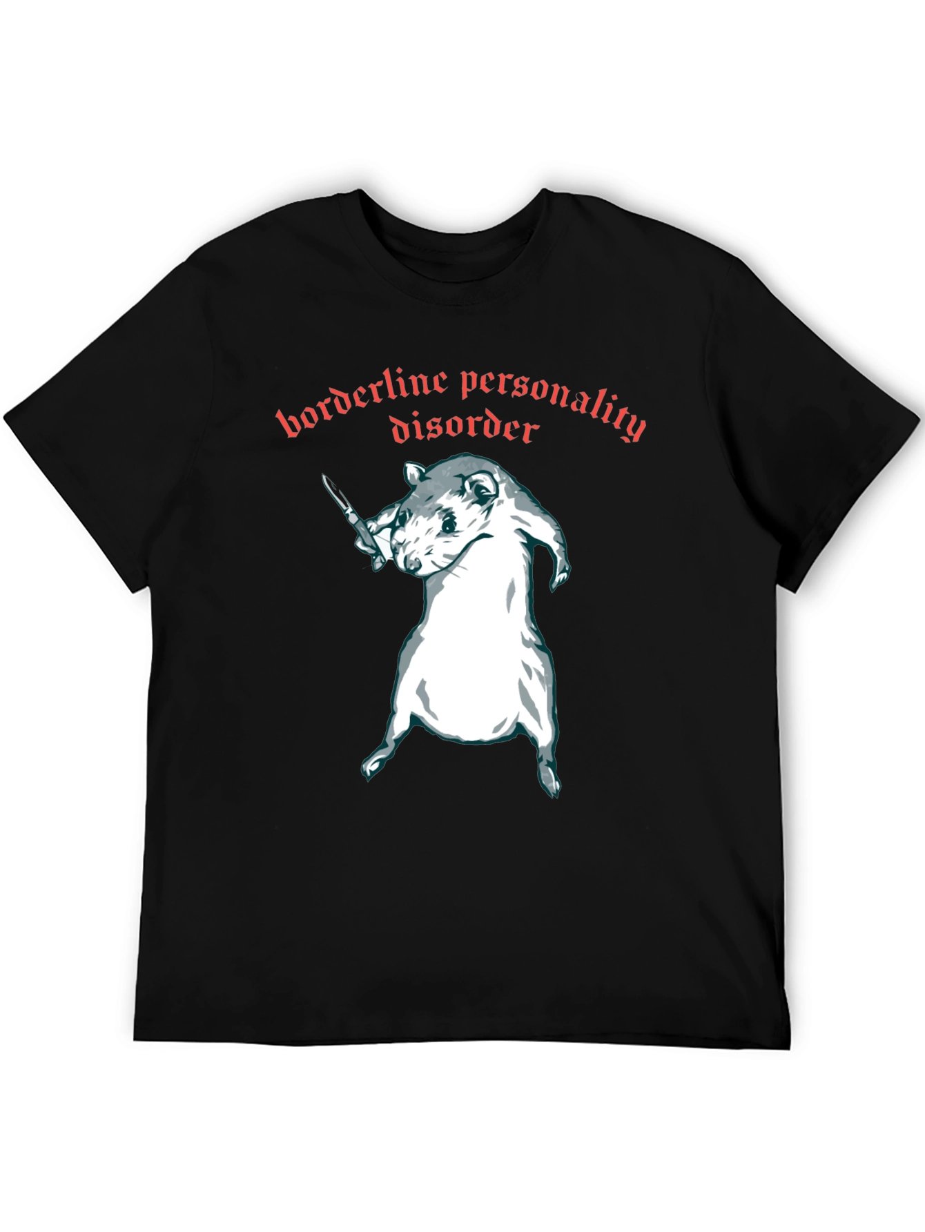 Black Borderline Personality Disorder Rat T-Shirt view 5