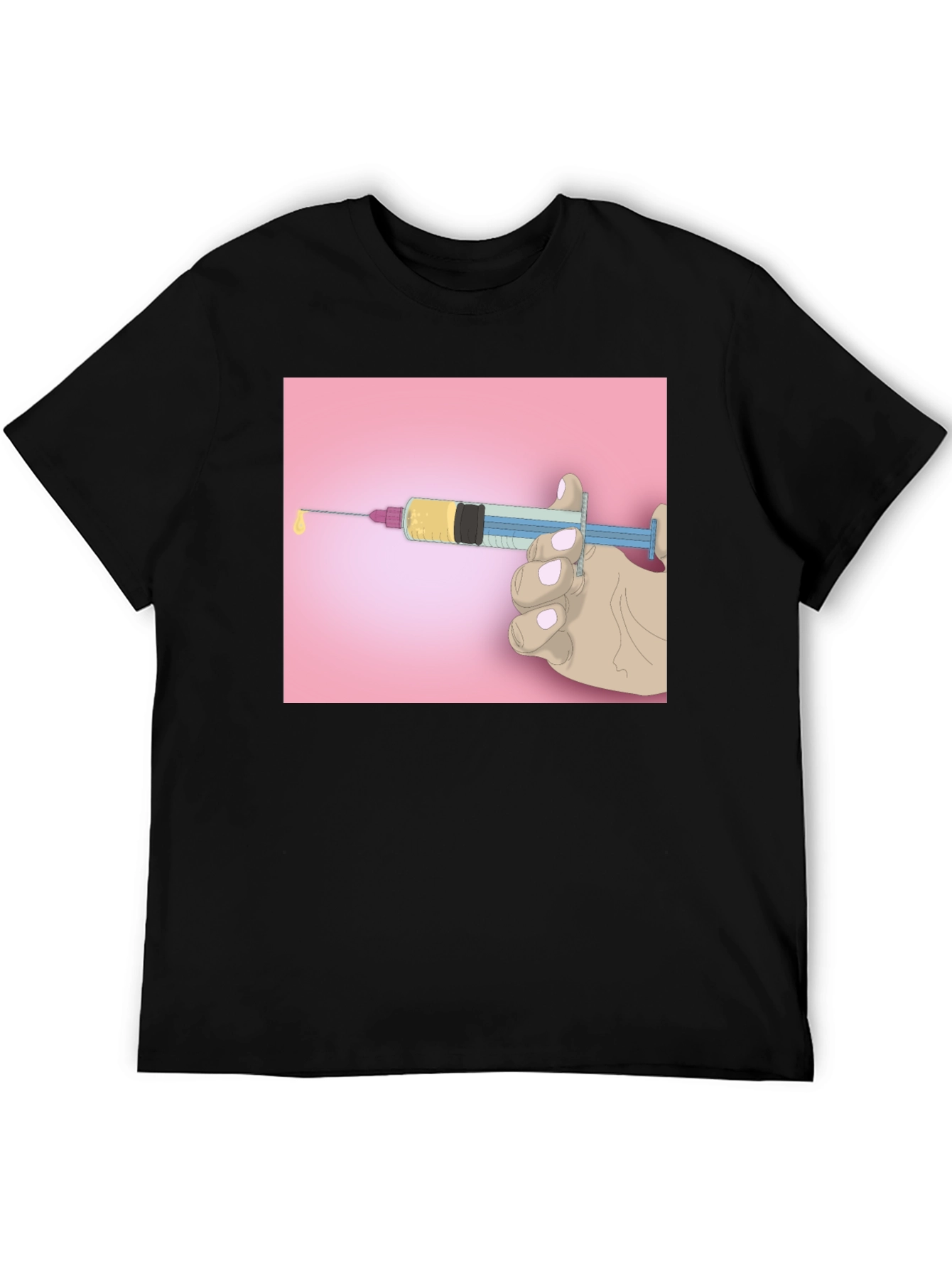 Black Unique Graphic Tee: Syringe Design - Bold Statement Piece view 5