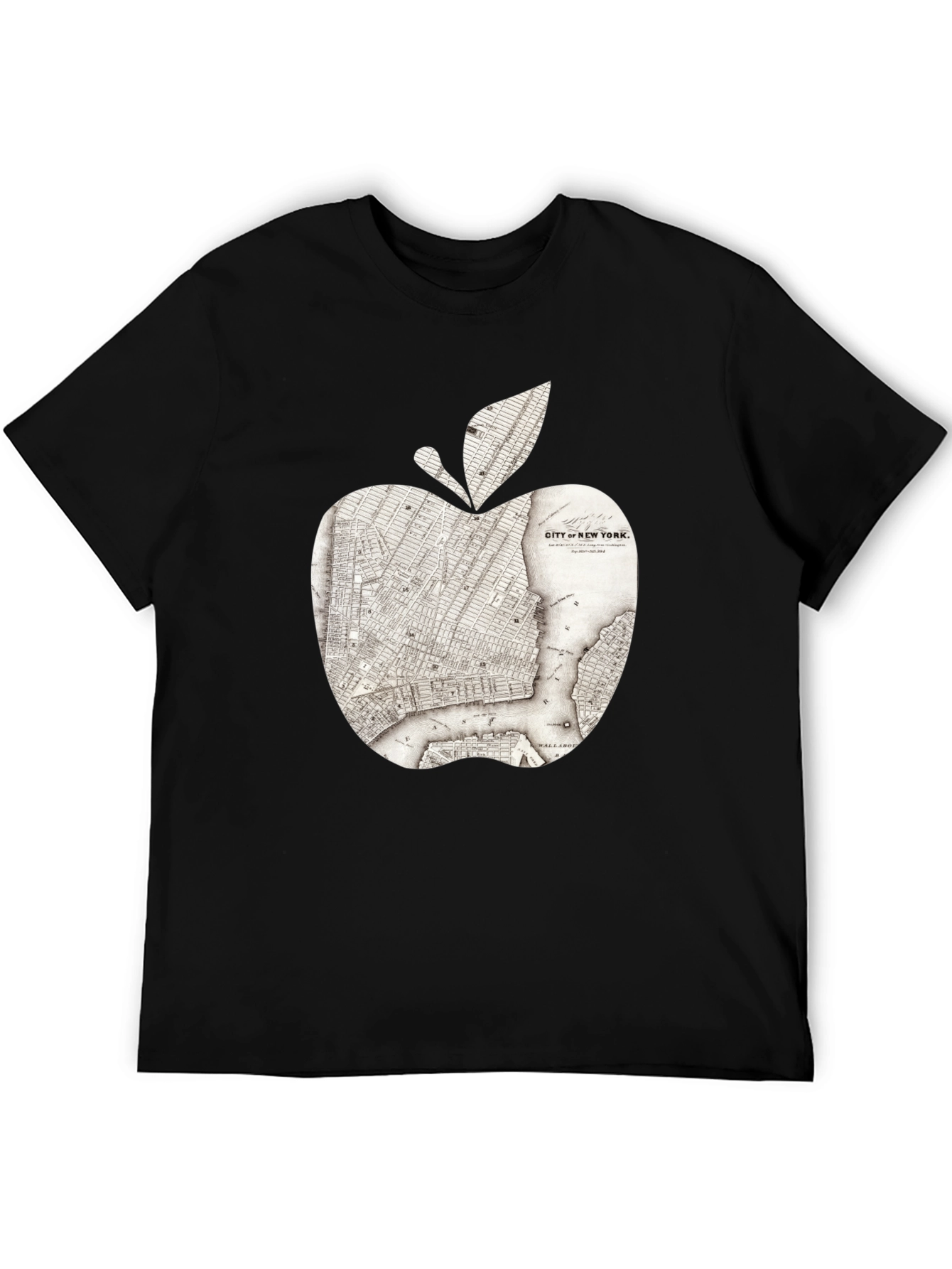 Black New York Apple Map Graphic Tee view 5