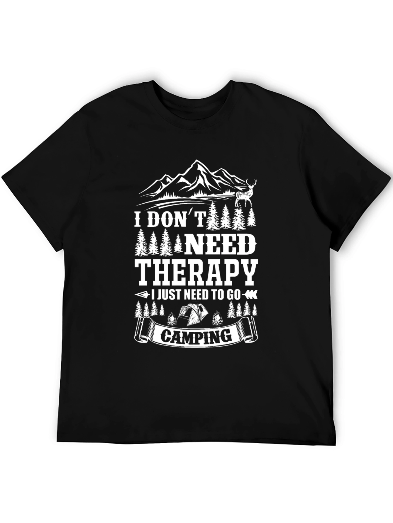 Black Camping Therapy Graphic T-Shirt view 5
