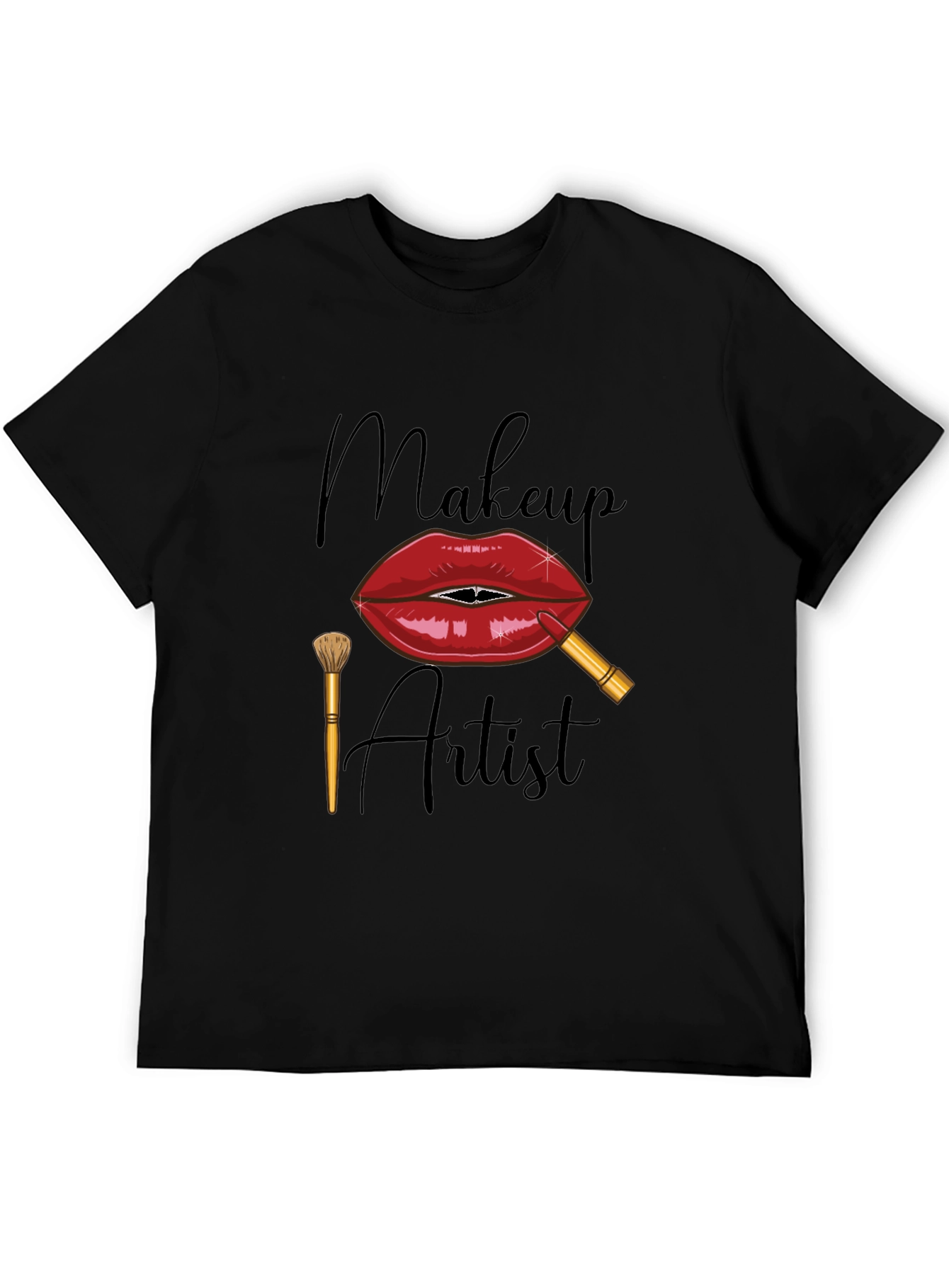 Black Makeup Artist Graphic T-Shirt - Unisex Black Tee view 5