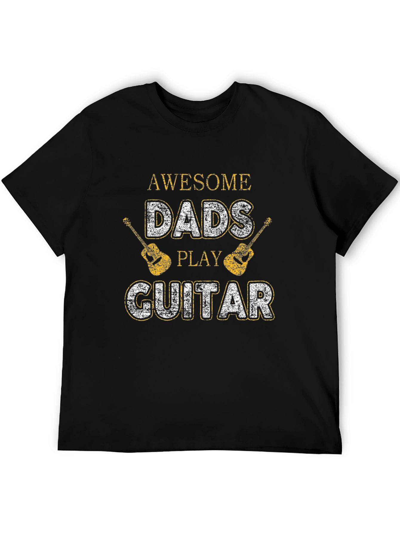 Black Awesome Dads Play Guitar Black Graphic T-Shirt view 5