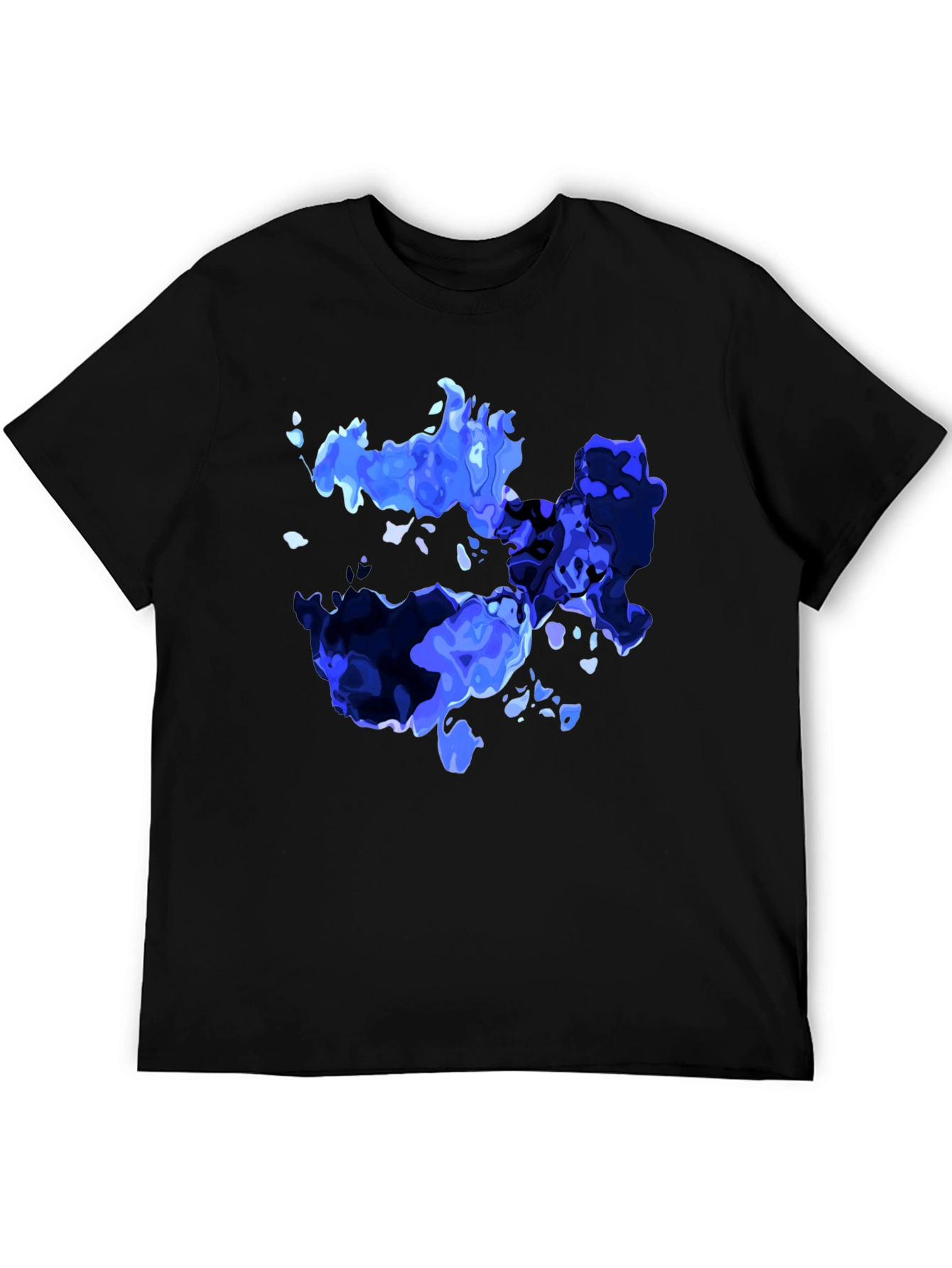 Black Abstract Blue Graphic Print Black T-Shirt view 5