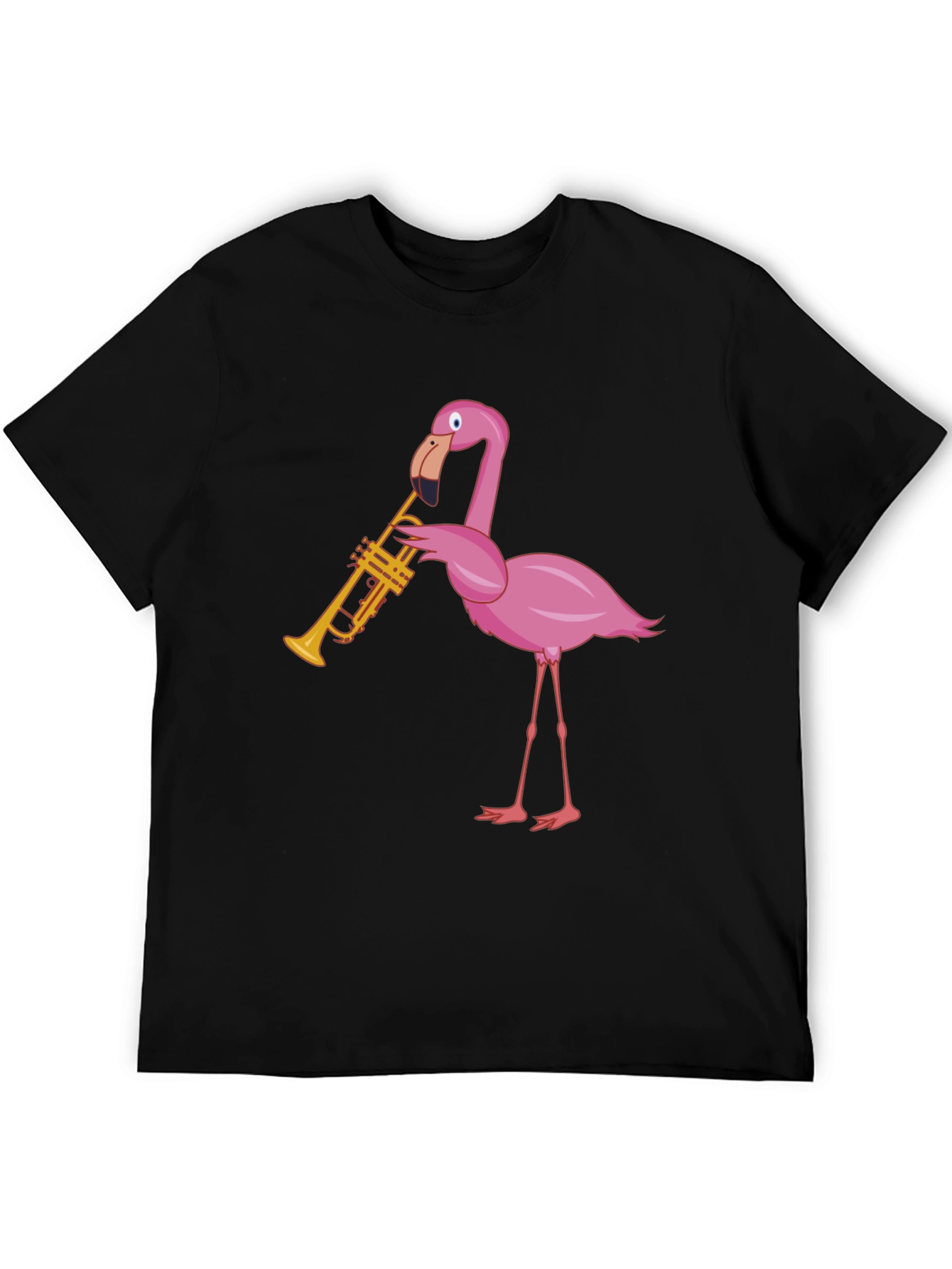 Black Funky Flamingo Trumpet Graphic T-Shirt view 5