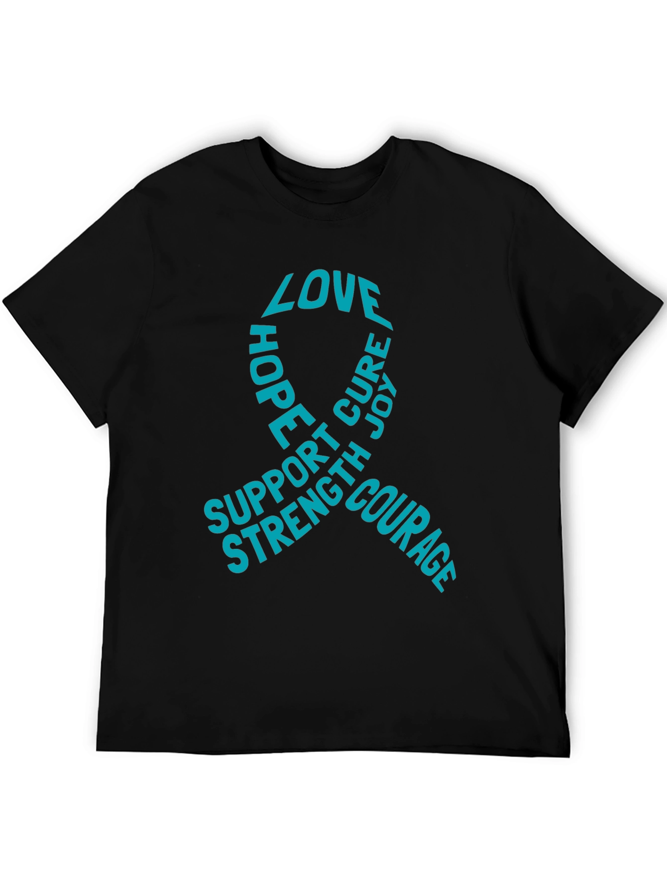 Black Love Hope Cure T-Shirt - Support, Strength, Courage view 5
