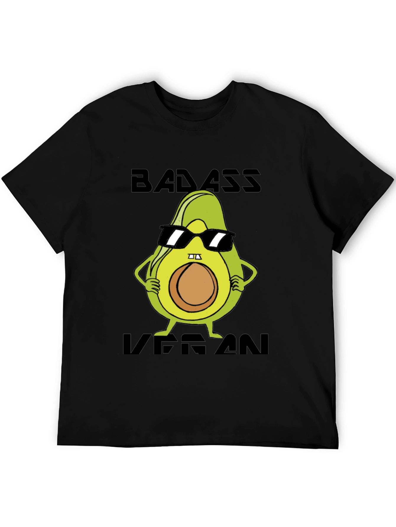 Black Badass Vegan Avocado T-Shirt view 5