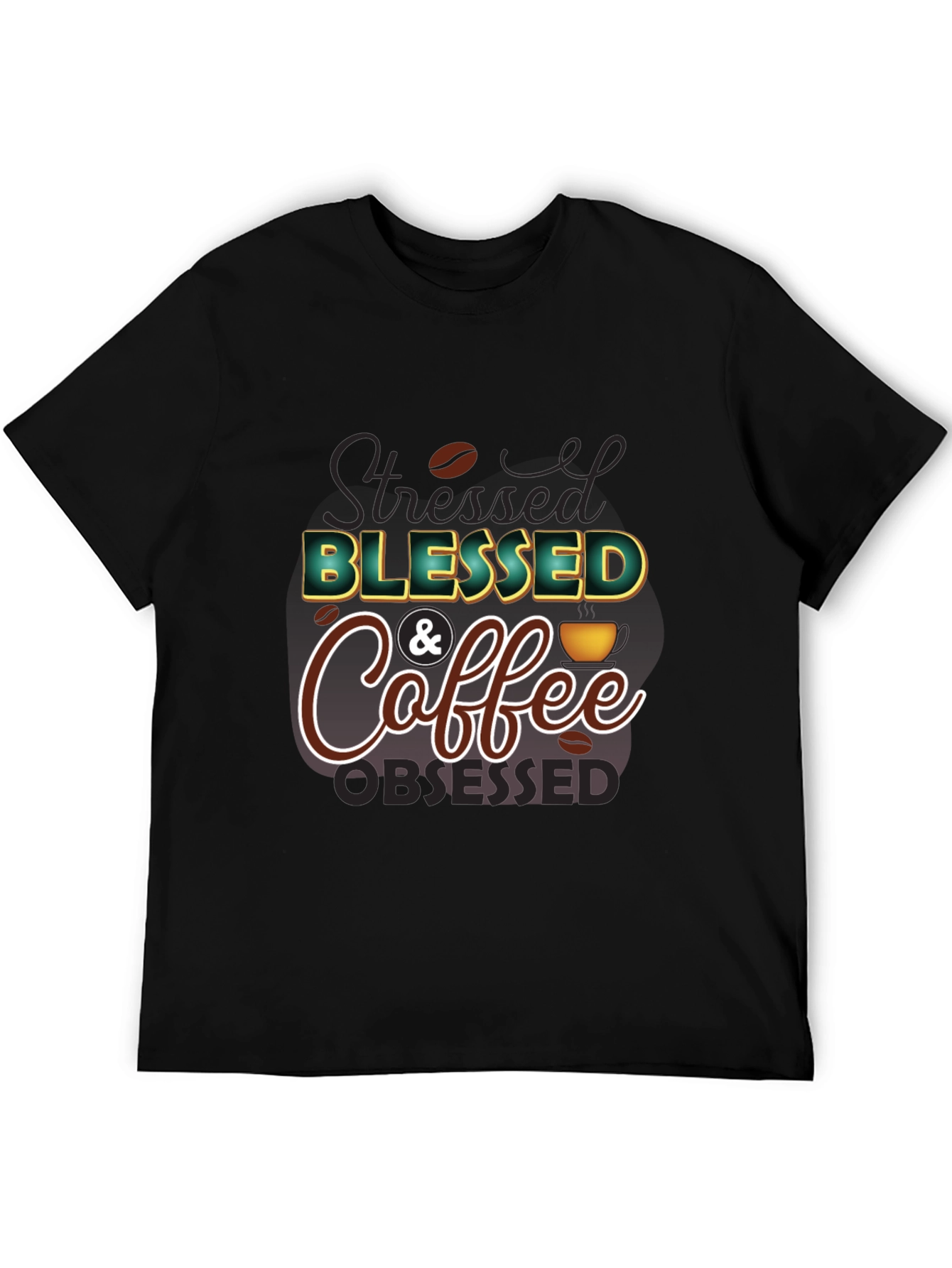 Black Blessed & Coffee Obsessed T-Shirt view 5