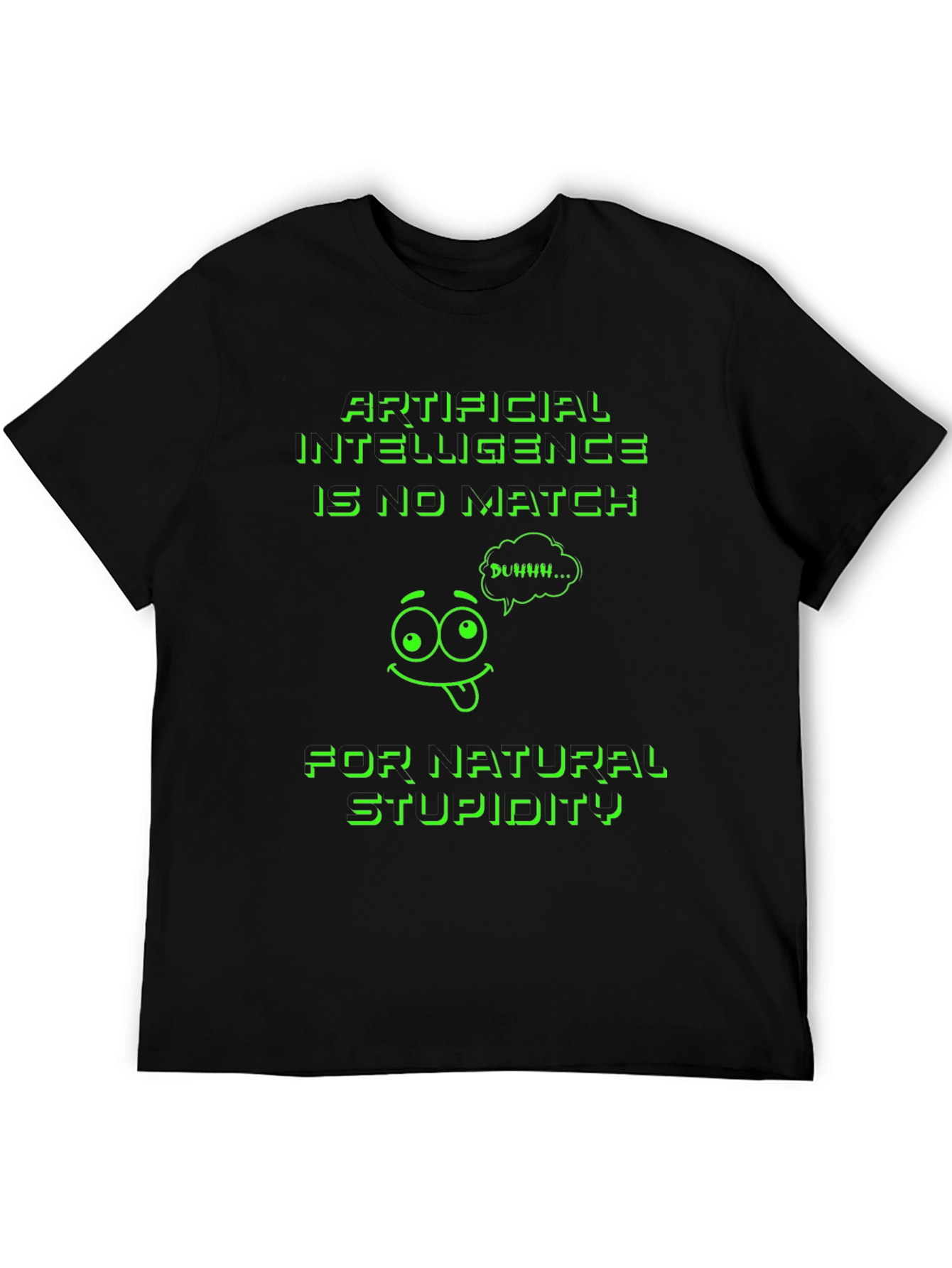 Black Funny AI vs. Stupidity Graphic T-Shirt view 5