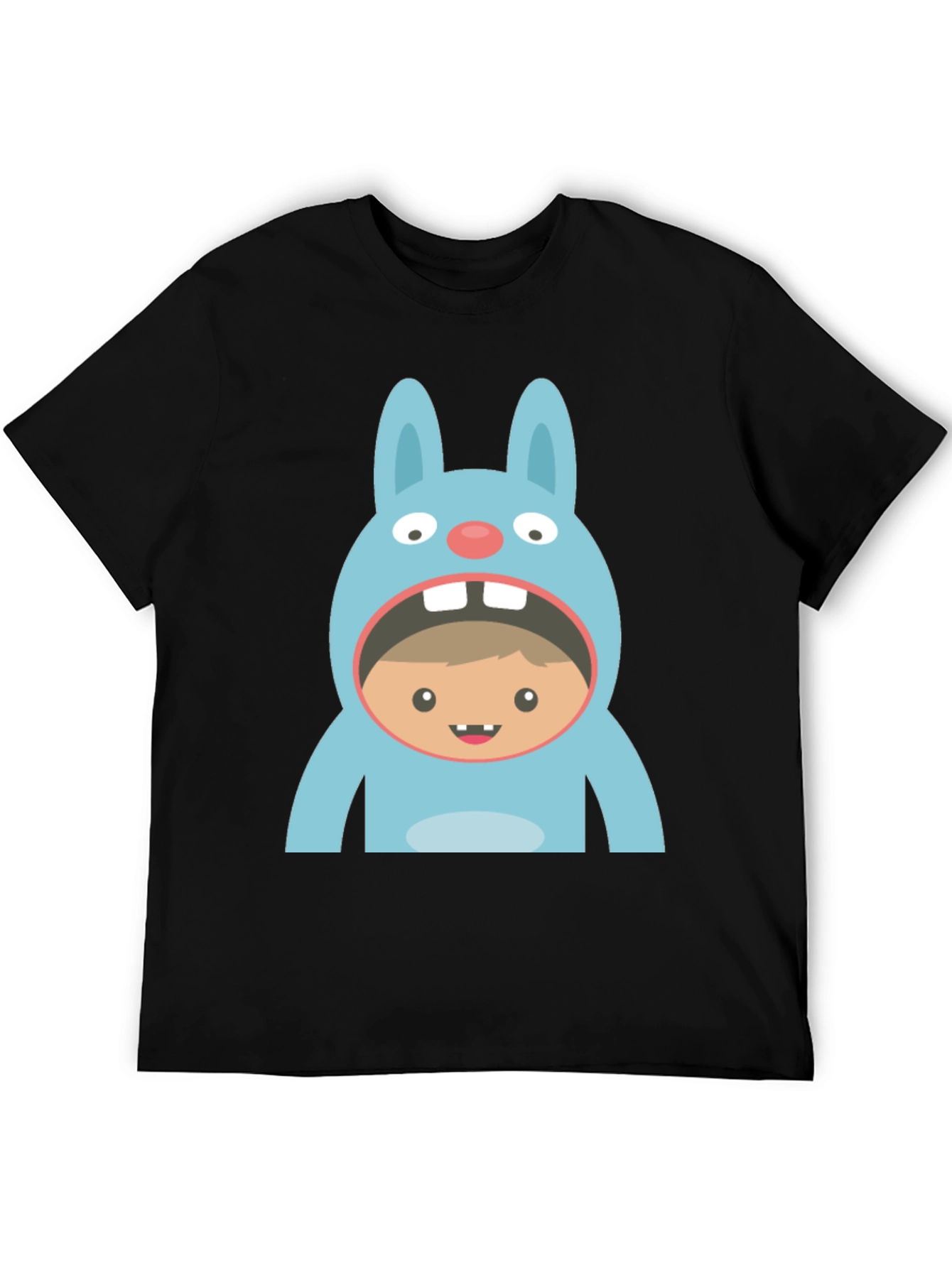 Black Funny Bunny Suit T-Shirt - Black Cotton Tee view 5