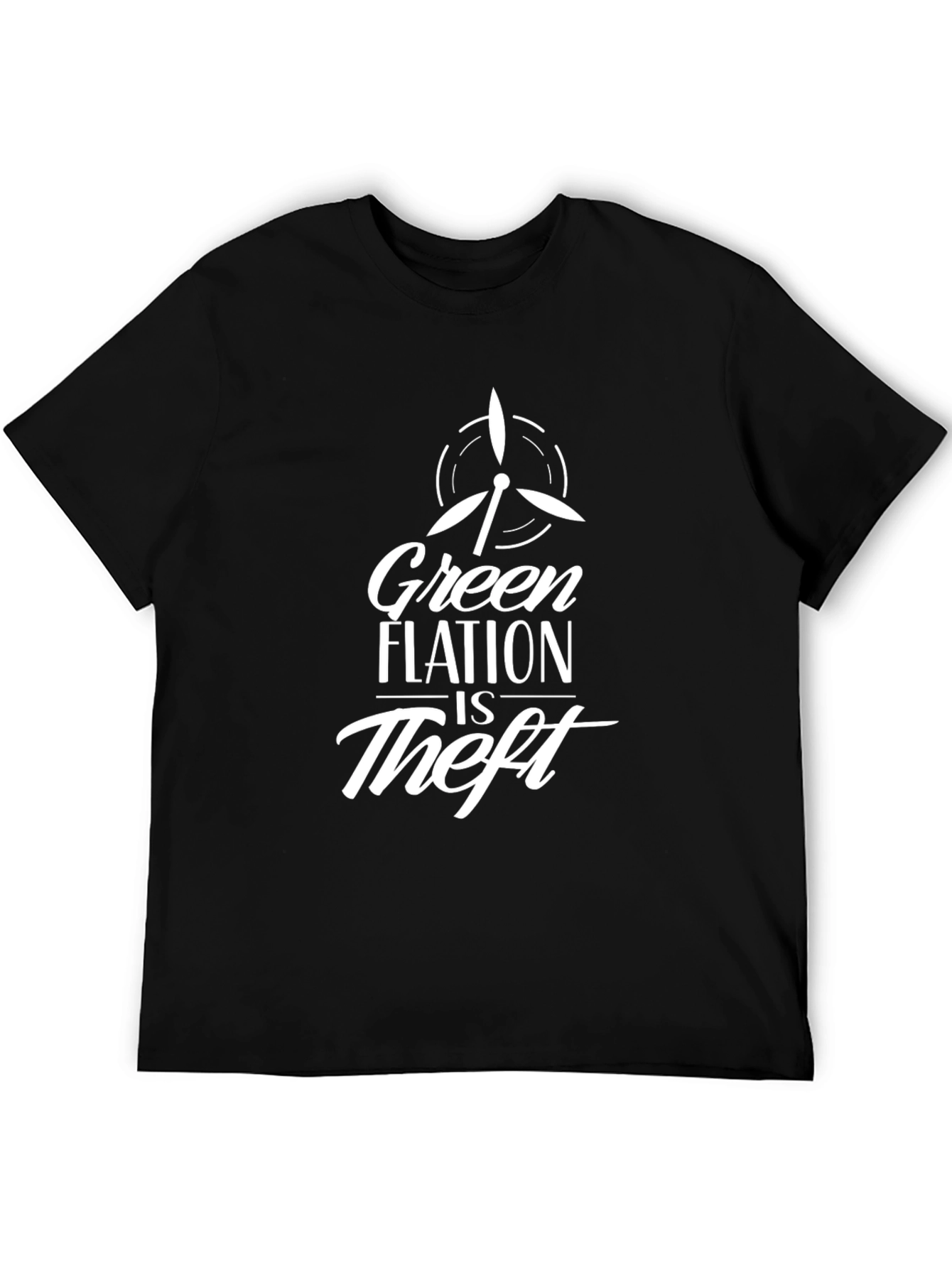 Black Greenflation is Theft Black T-Shirt view 5